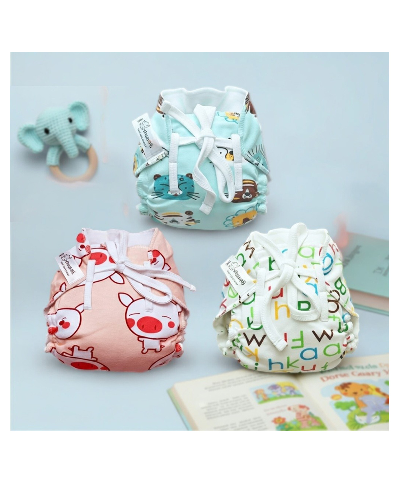 Snugkins Baby Cotton Langot & Nappies for Newborn Babies 6-12 Months Pack of 3-picture-45
