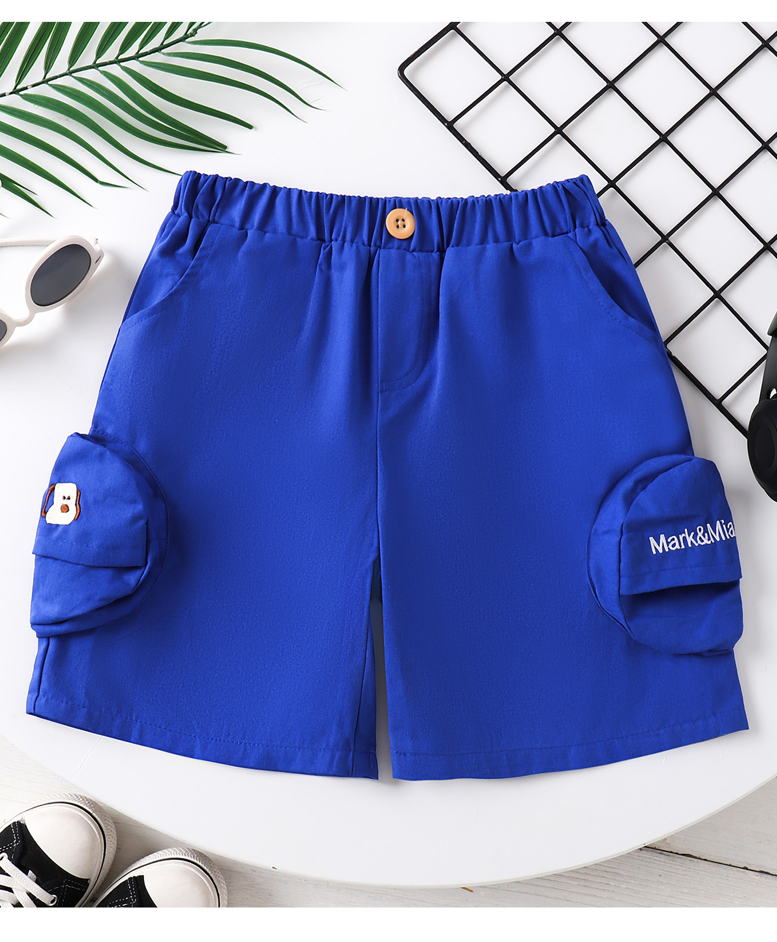 Mark & Mia Cotton Shorts With Dog Embroidery - Blue-picture-17