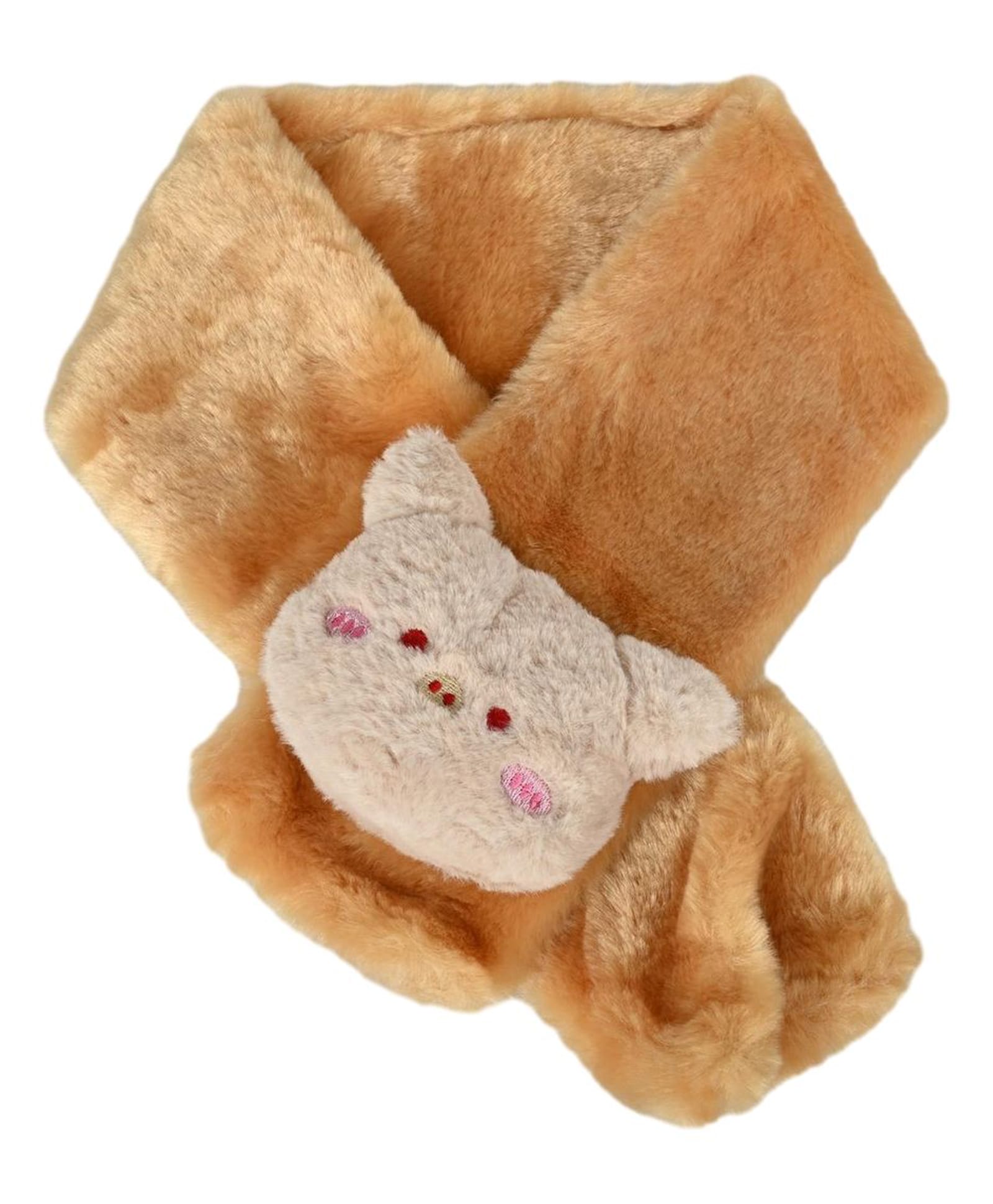 Kid-O-World Fur Knit Animal Face Applique Detailed Muffler - Golden-picture-14