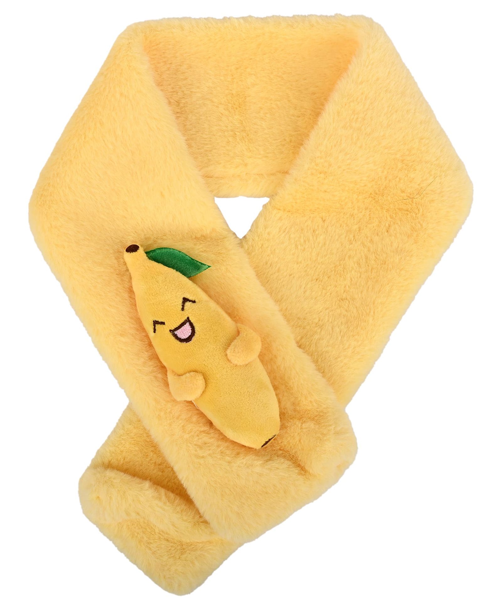 Kid-O-World Fur Knit Banana Applique Detailed Muffler - Yellow-picture-14
