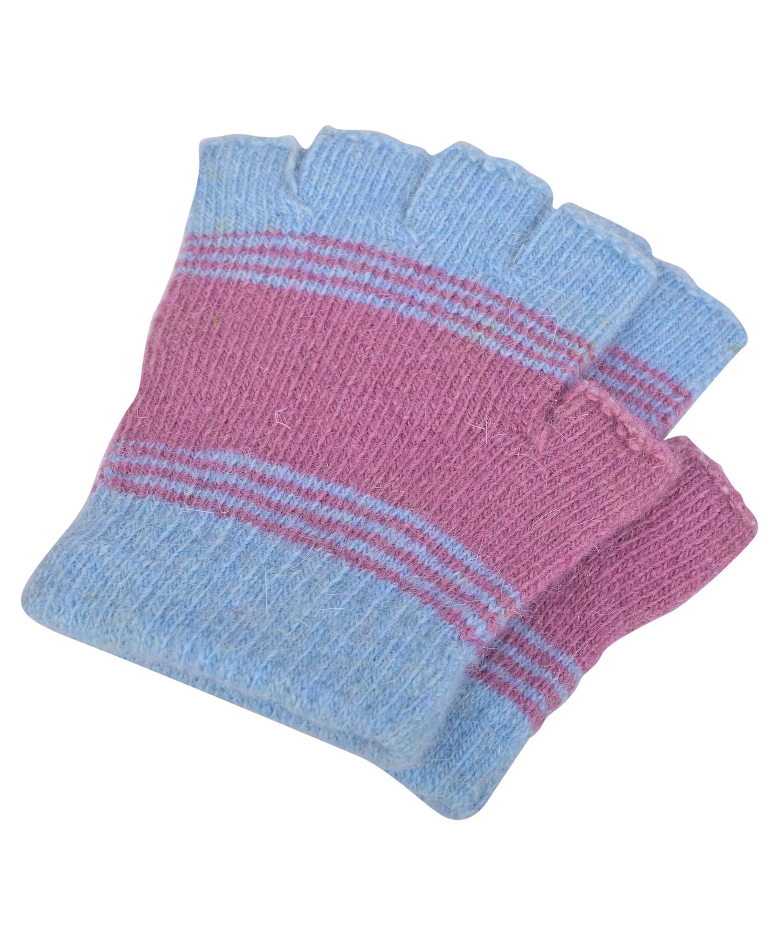 Kid-O-World Knit Striped Half Gloves - Blue-picture-23