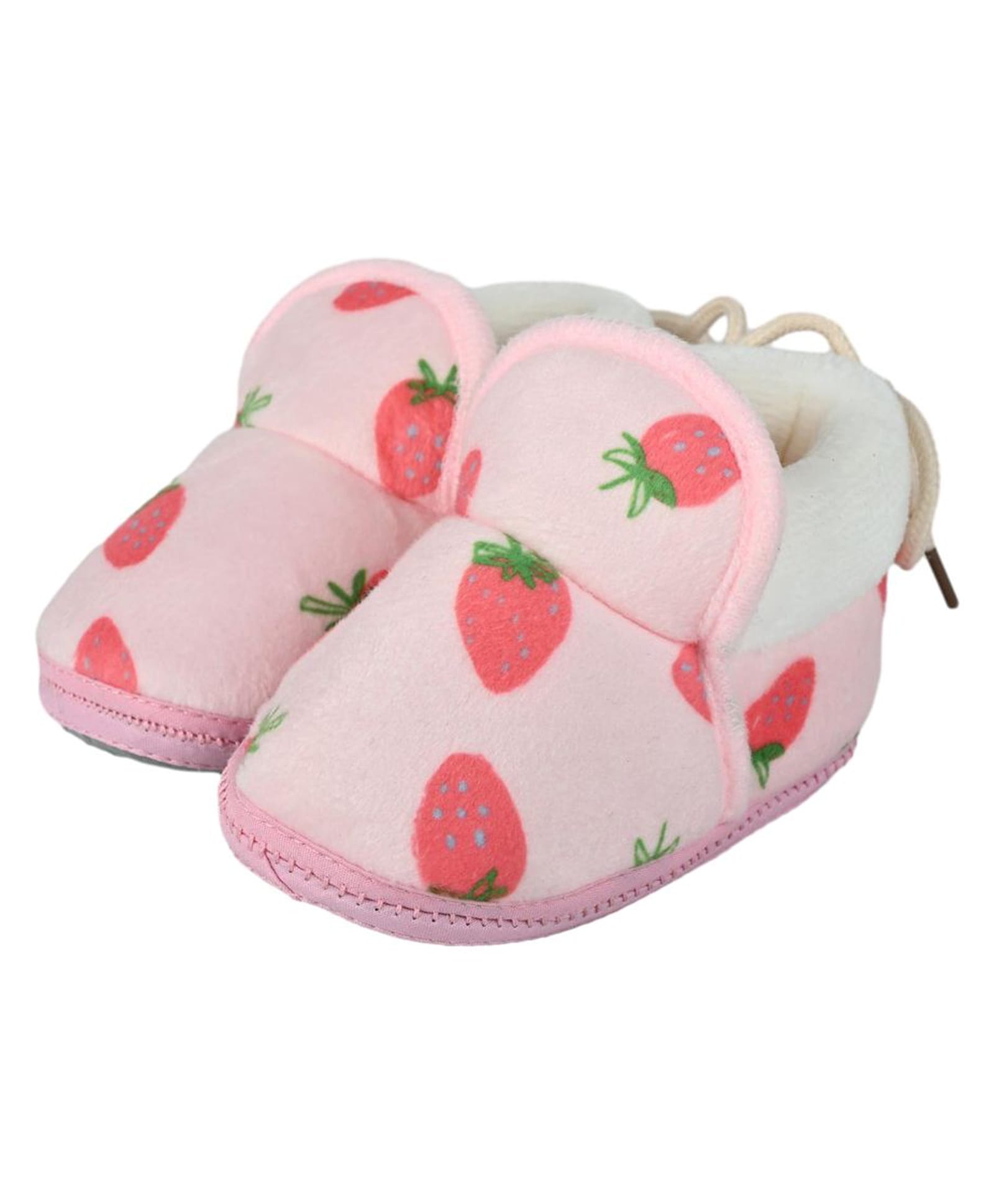 Kid-O-World Fur Knit Strawberry Printed Slip On Booties - Pink-picture-30