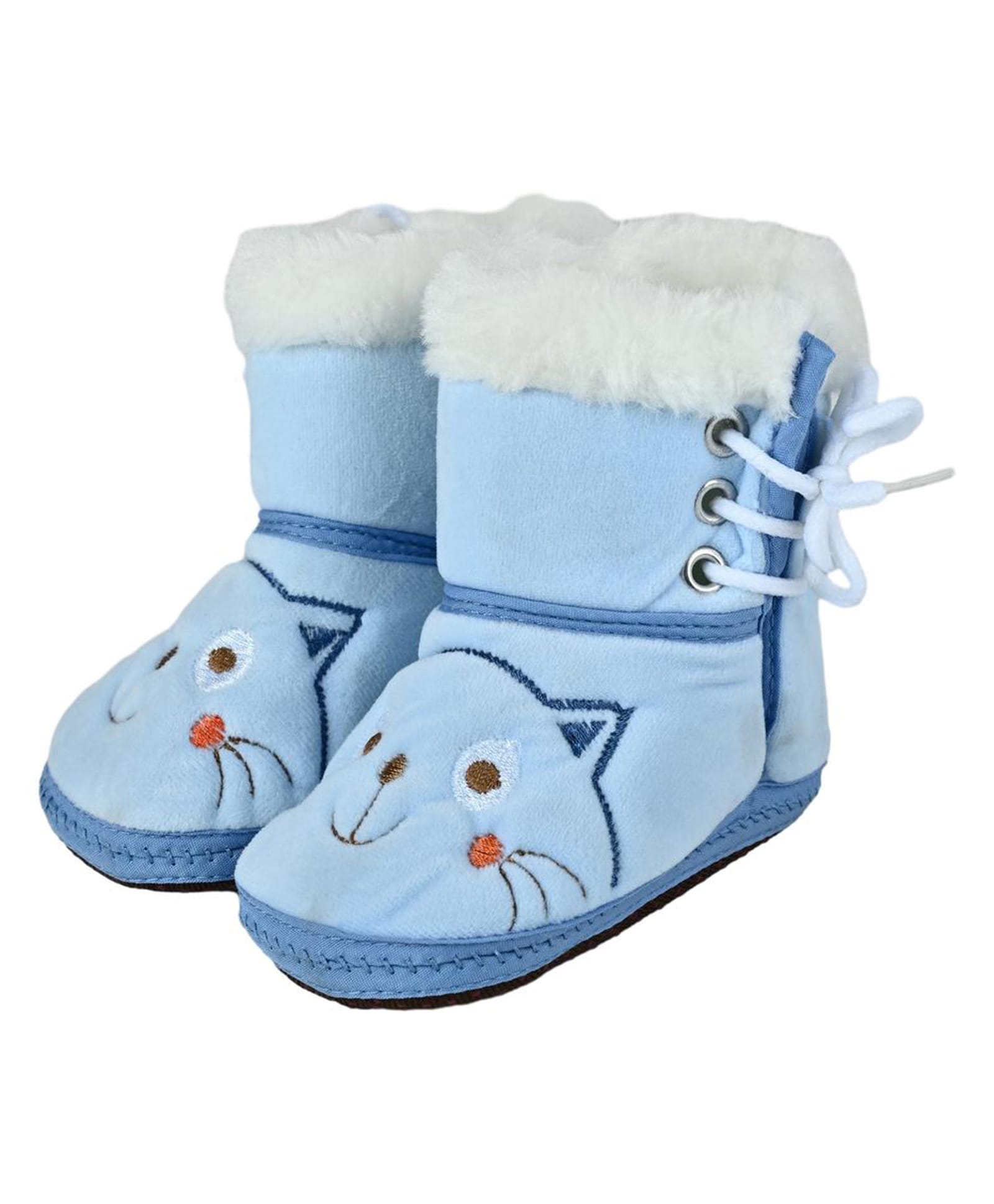 Kid-O-World Fur Detailed Cat Embroidered Booties - Light Blue-picture-14
