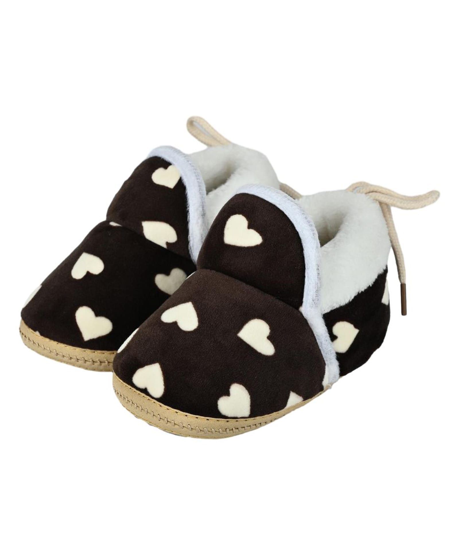 Kid-O-World Fur Detailed Hearts Designed Booties - Brown-picture-36