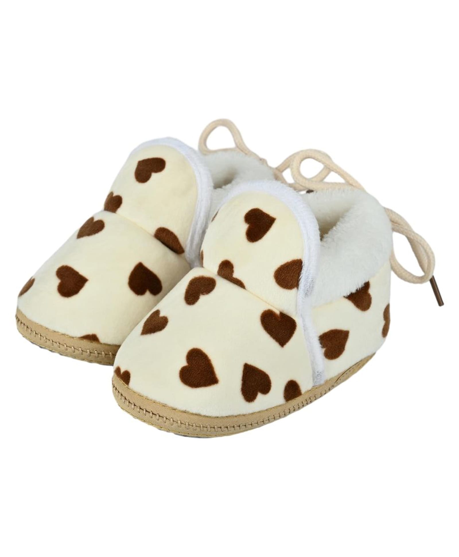 Kid-O-World Fur Detailed Hearts Designed Booties -Cream-picture-22