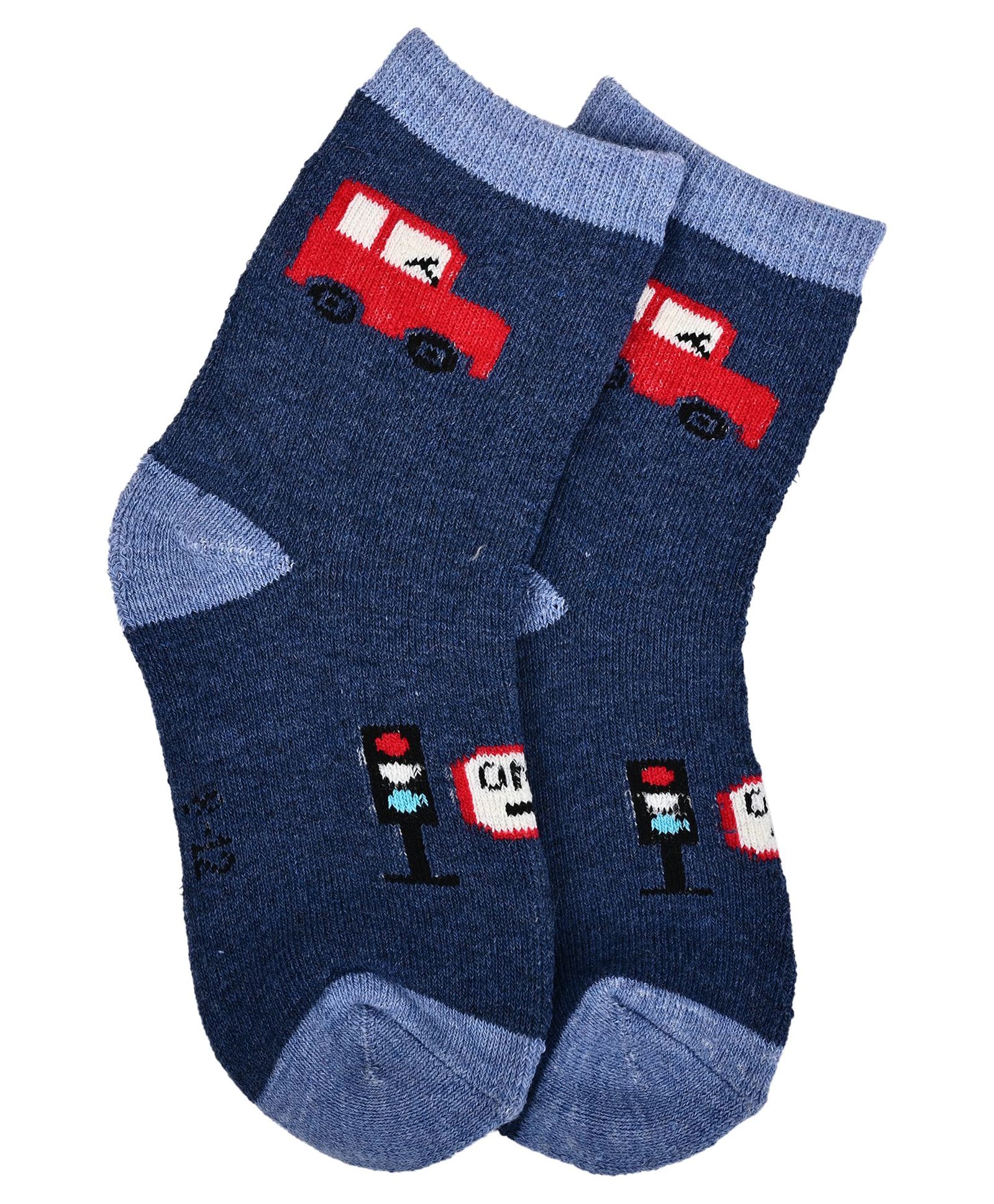 Kid-O-World Cotton Knit Car Designed Socks - Dark Blue-picture-23