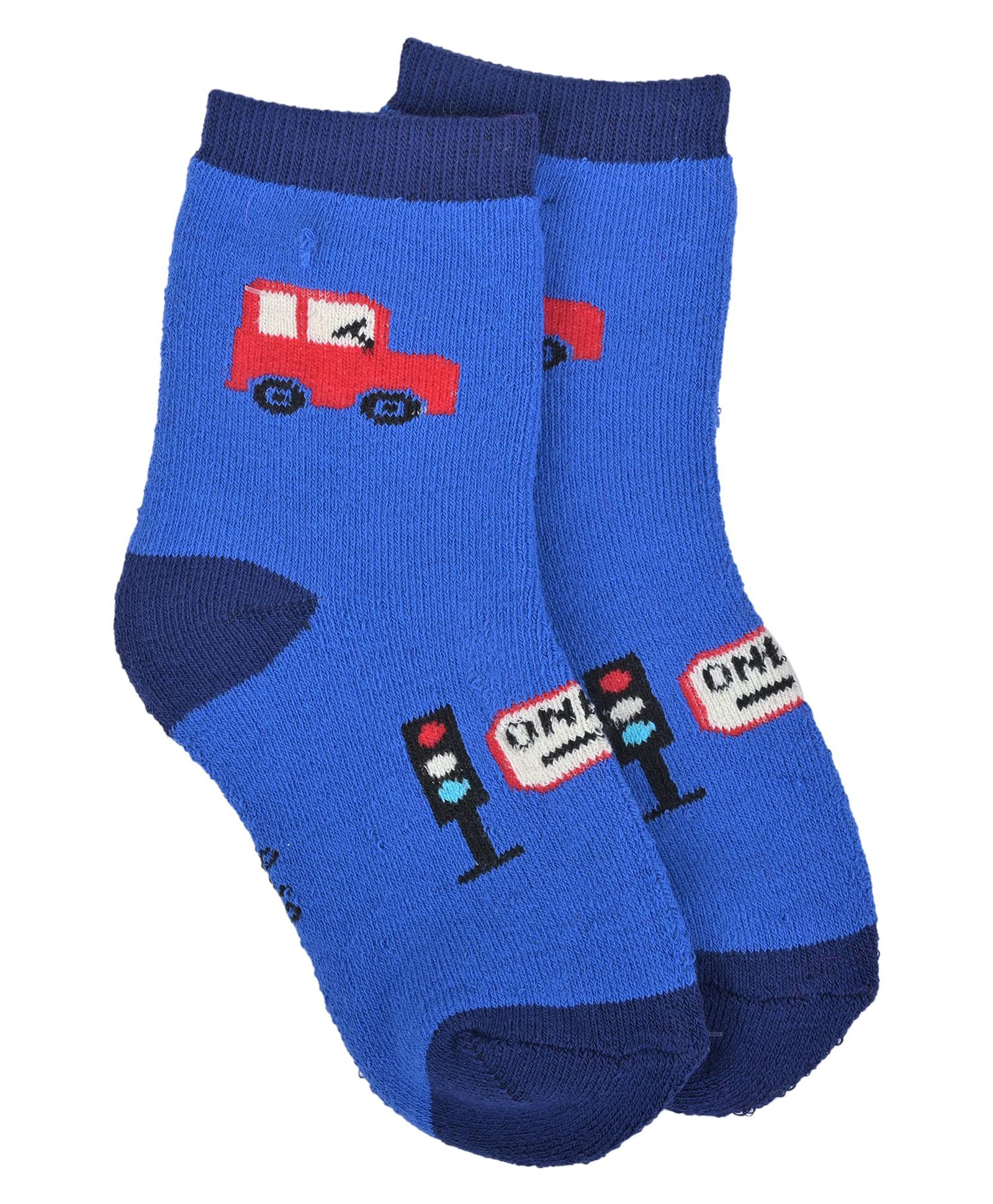 Kid-O-World Cotton Knit Car Designed Socks - Bright Blue-picture-22
