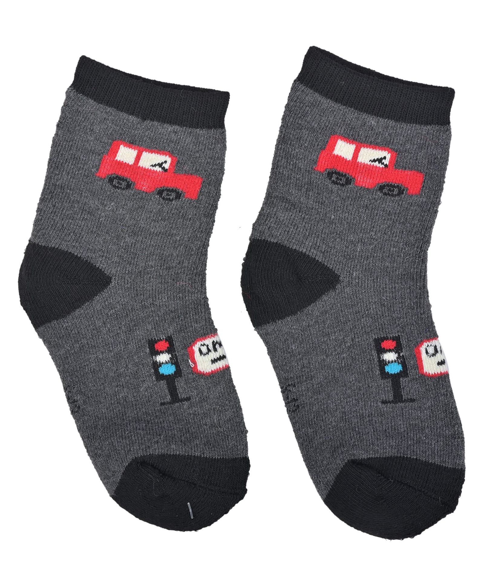 Kid-O-World Cotton Knit Car Designed Socks - Grey-picture-30
