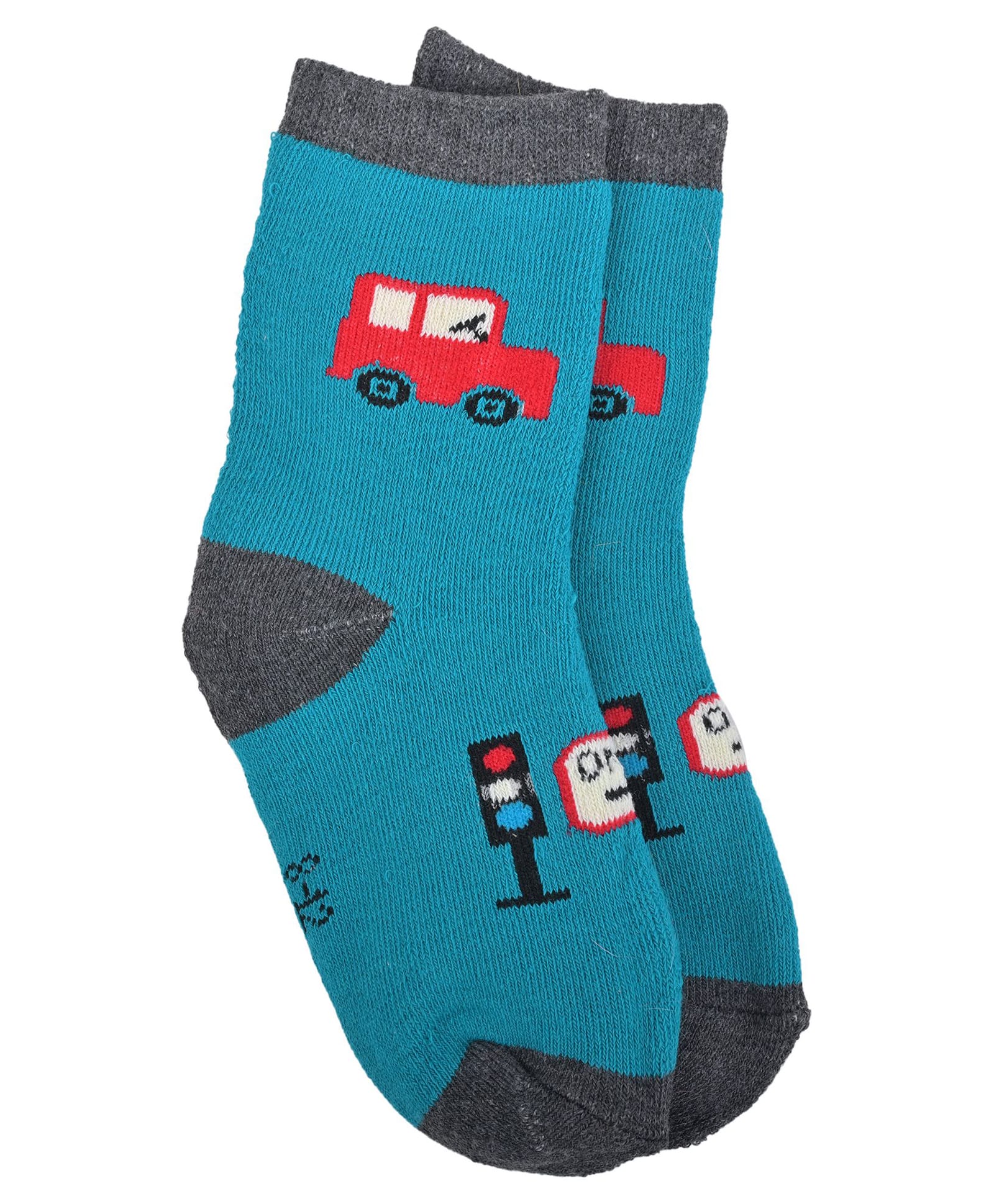 Kid-O-World Cotton Knit Car Designed Socks - Turquoise-image-27