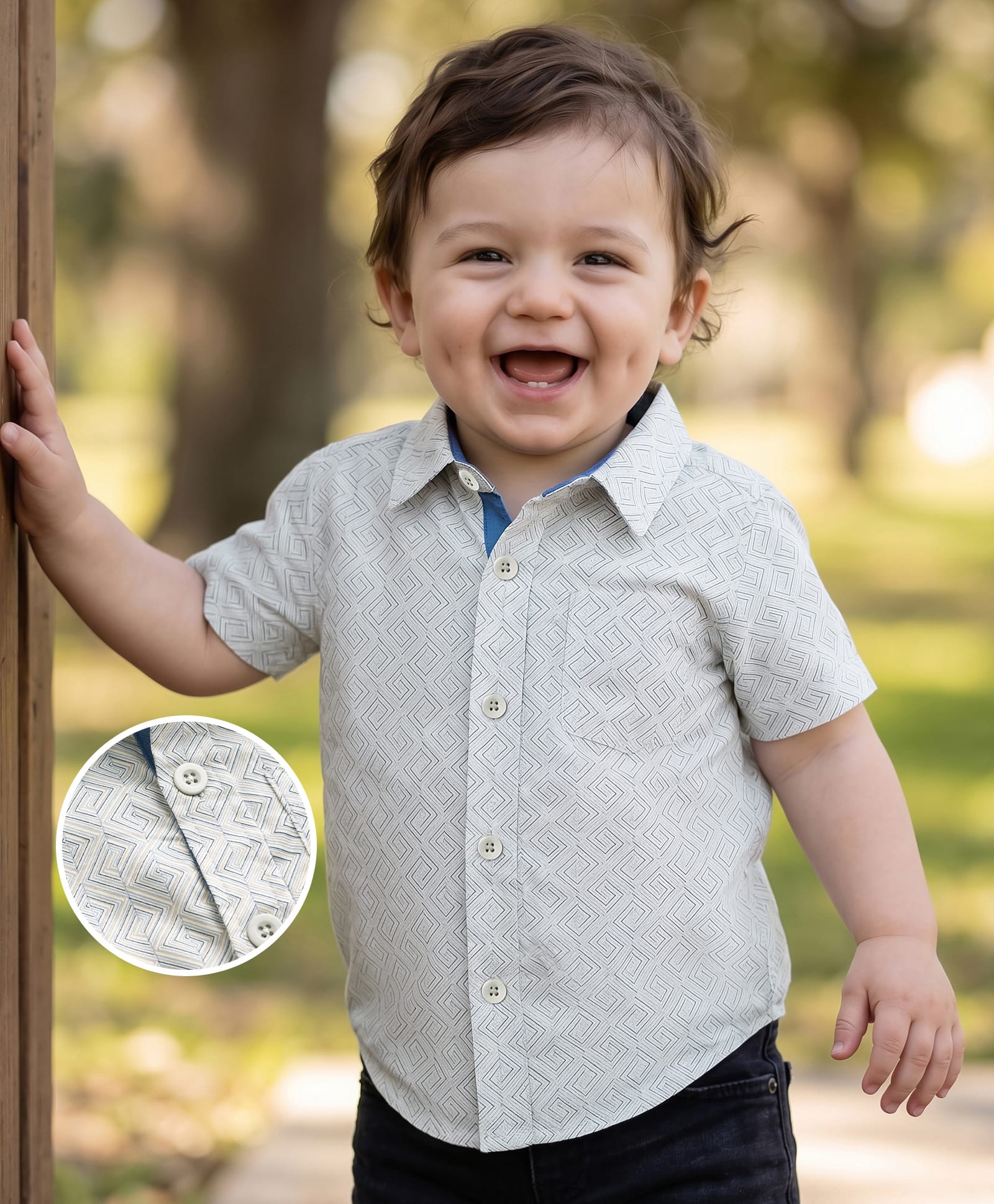 Doodle Poodle Cotton Woven Printed Half Sleeves Shirt Light Blue 18-24 Months-image-34