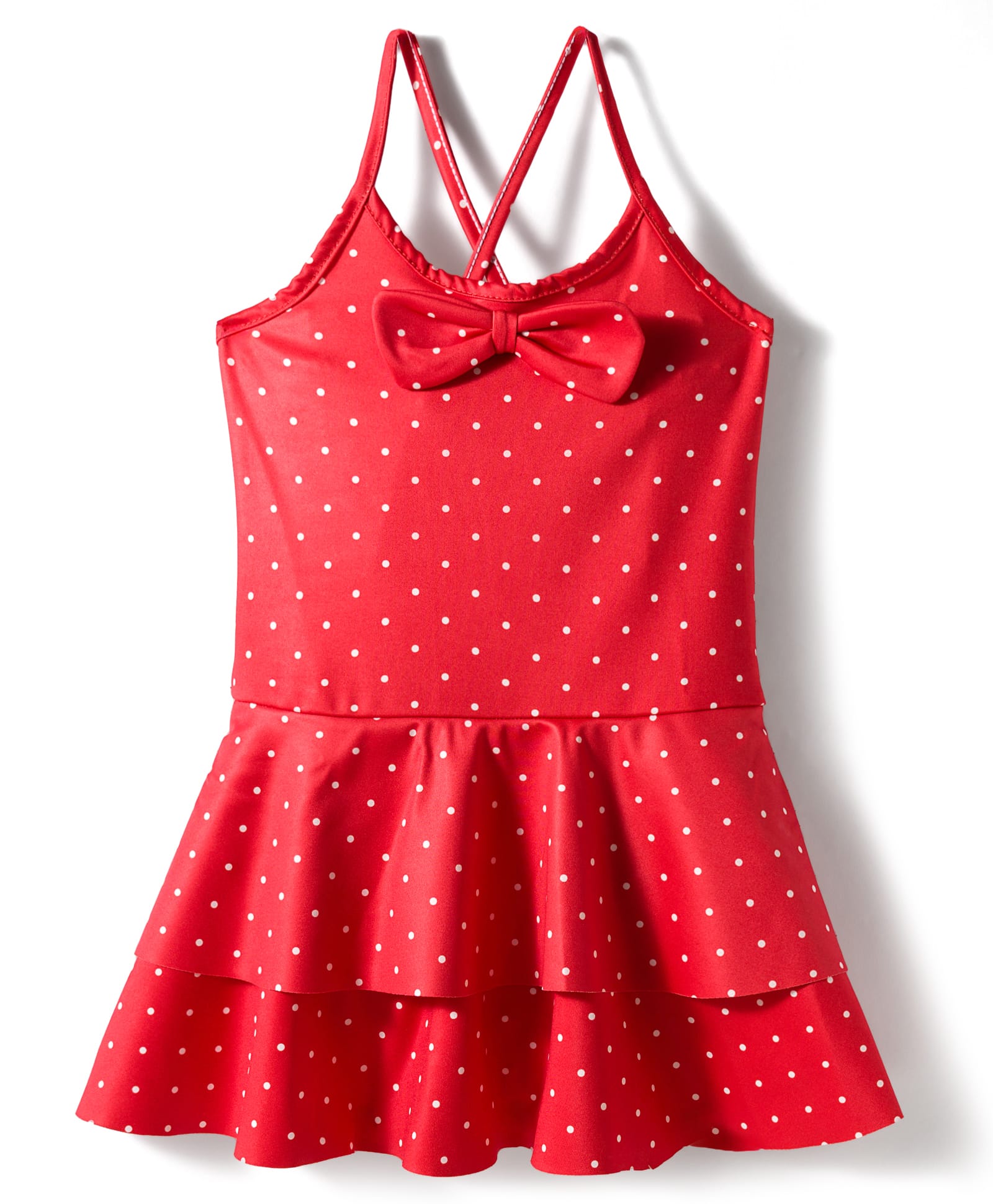 Babyhug Sleeveless Water Repellent Frock Swimsuit with Bow Applique & Polka Dot Print - Red-picture-15