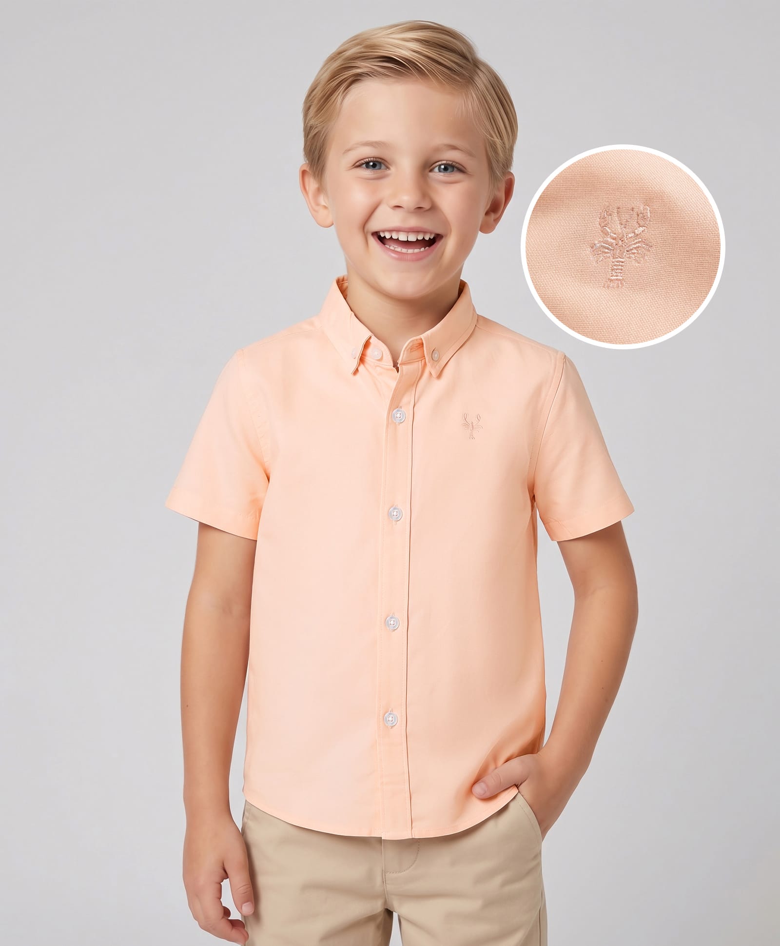 Primo Gino 100% Cotton Woven Half Sleeves Oxford Shirt With Embroidery Details - Pink-picture-19