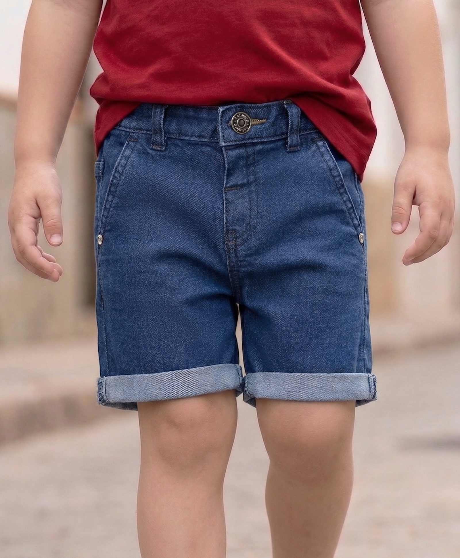 Babyhug Mid Thigh Length Solid Color Denim Shorts - Navy Blue-picture-31