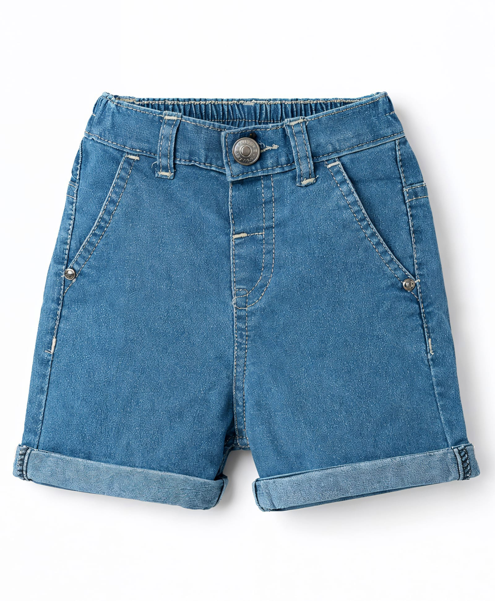 Babyhug Denim Mid Thigh Solid Washed Shorts - Blue-picture-36