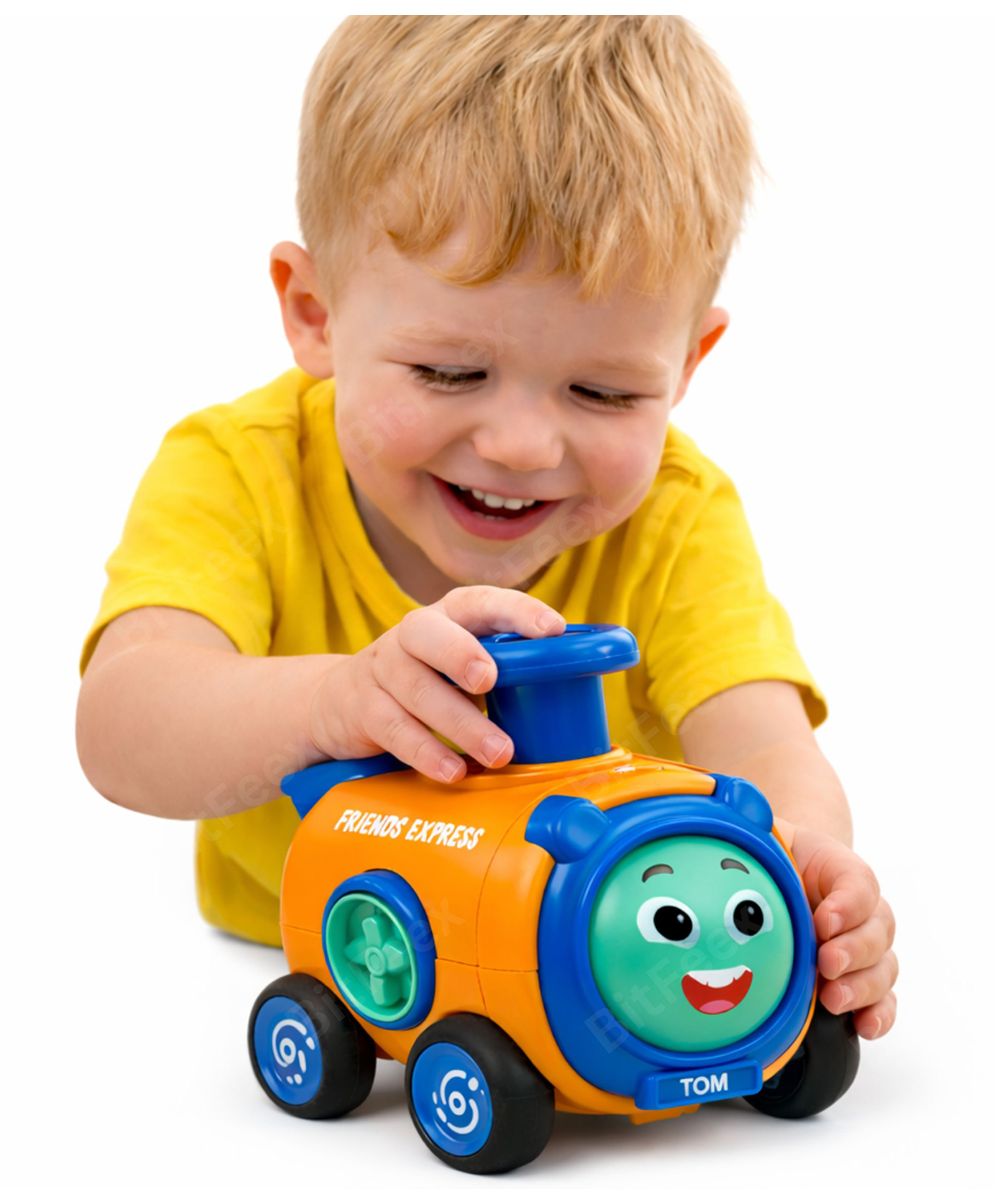 BitFeex Press & Go Friction Toy Train for Kids | Musical Whistle Sound | Rotating Cartoon Face Engine | Push & Play Toy for Toddlers Boys & Girls- Pack of 1pcs, Color May Vary-image-10