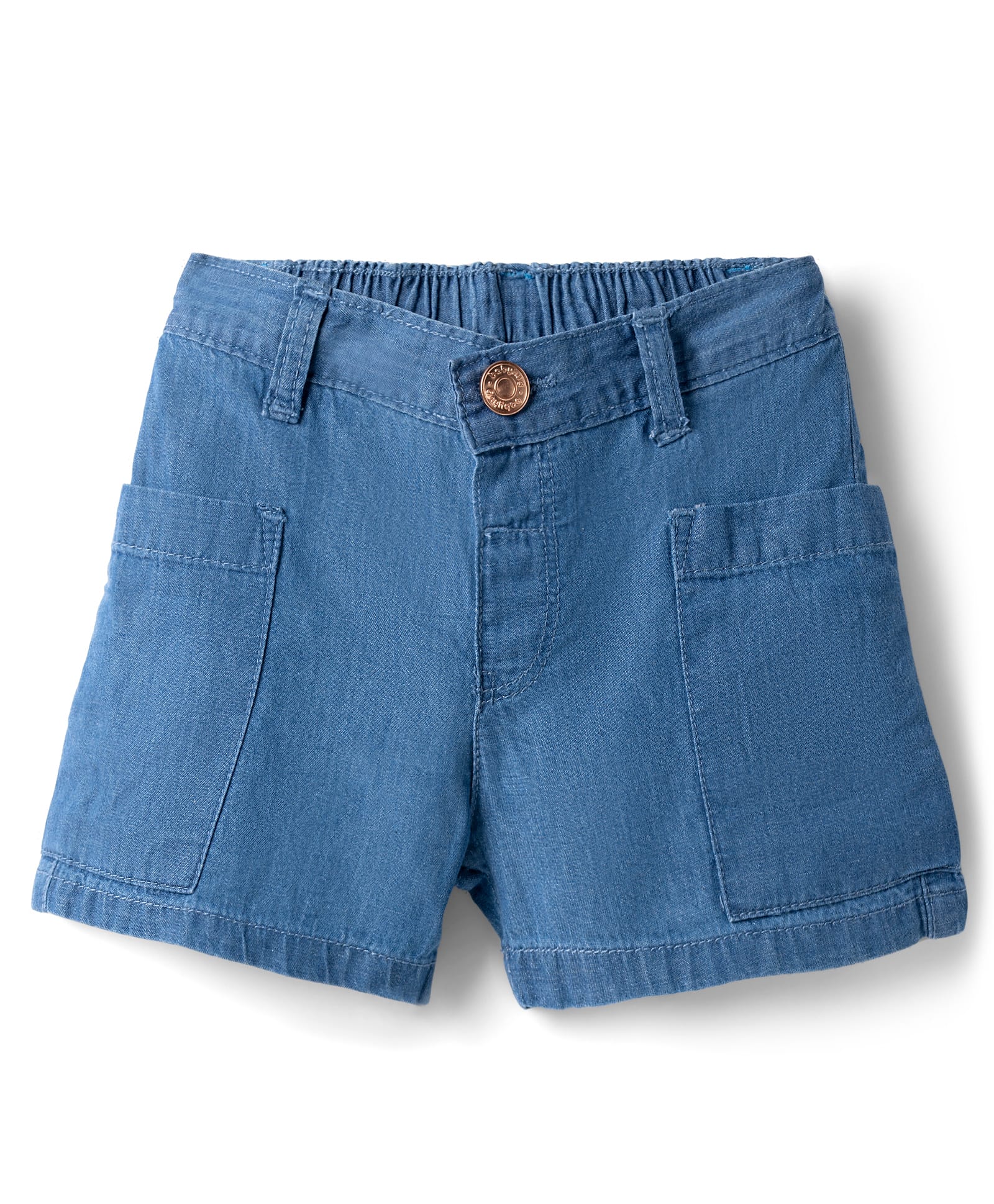 Babyhug Mid Thigh Length Solid Color Denim Shorts - Blue-picture-26