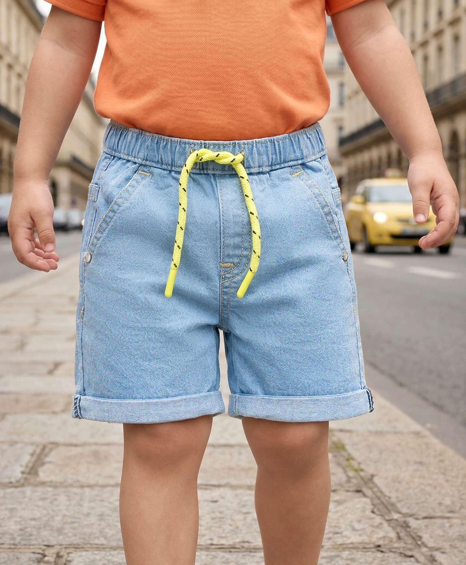 Babyhug Mid Thigh Length Solid Color Denim Shorts - Light Blue-picture-22