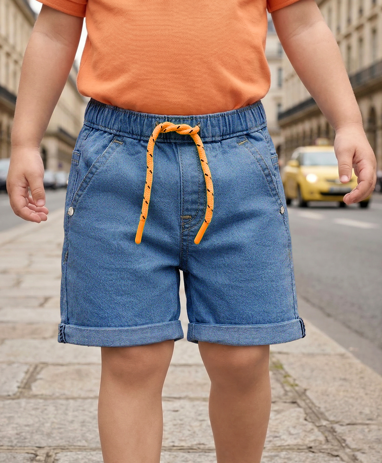 Babyhug Mid Thigh Length Solid Color Denim Shorts - Blue-picture-25
