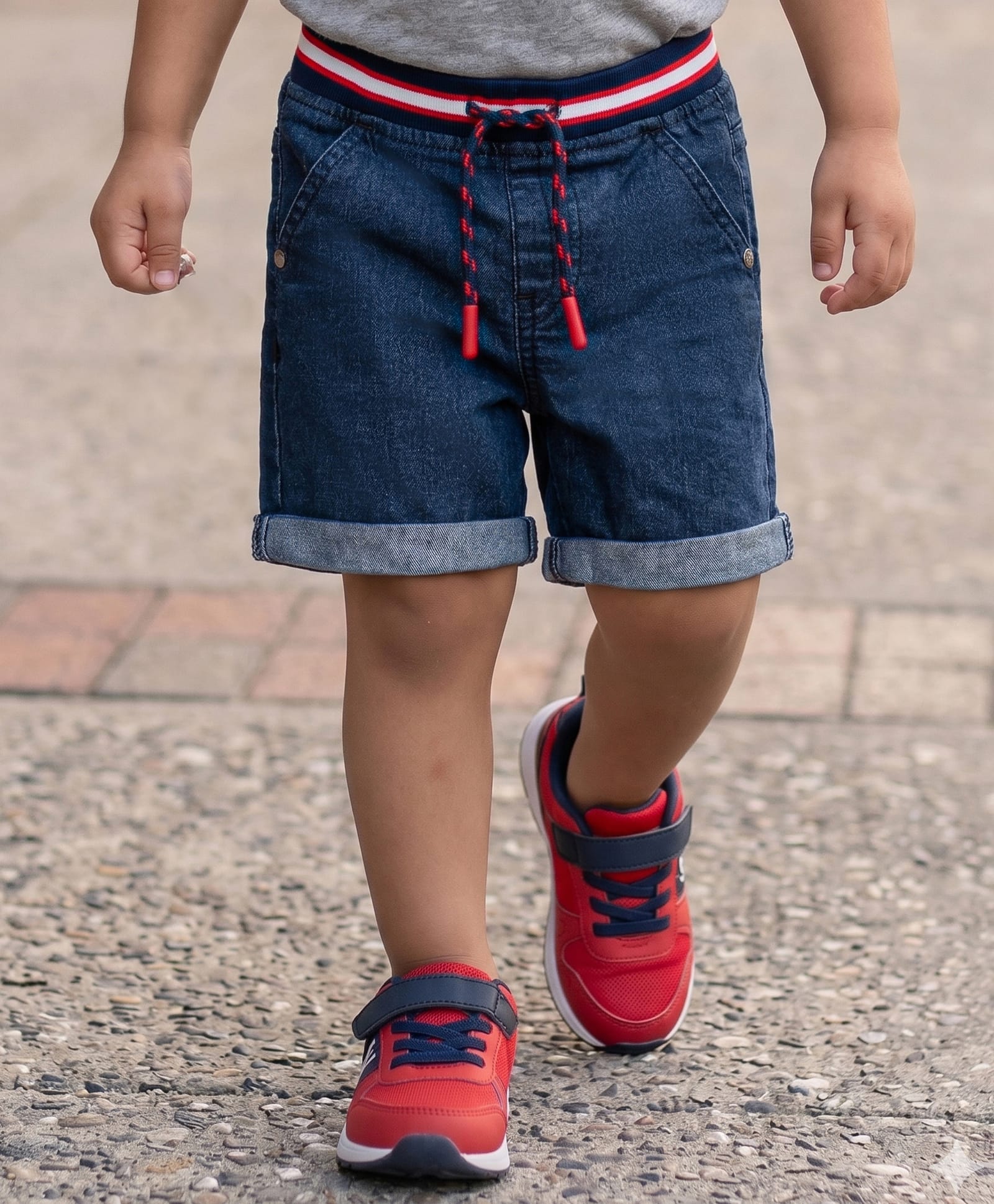 Babyhug Denim Washed Mid Thigh Length Solid Shorts With Stretch - Dark Blue-picture-11