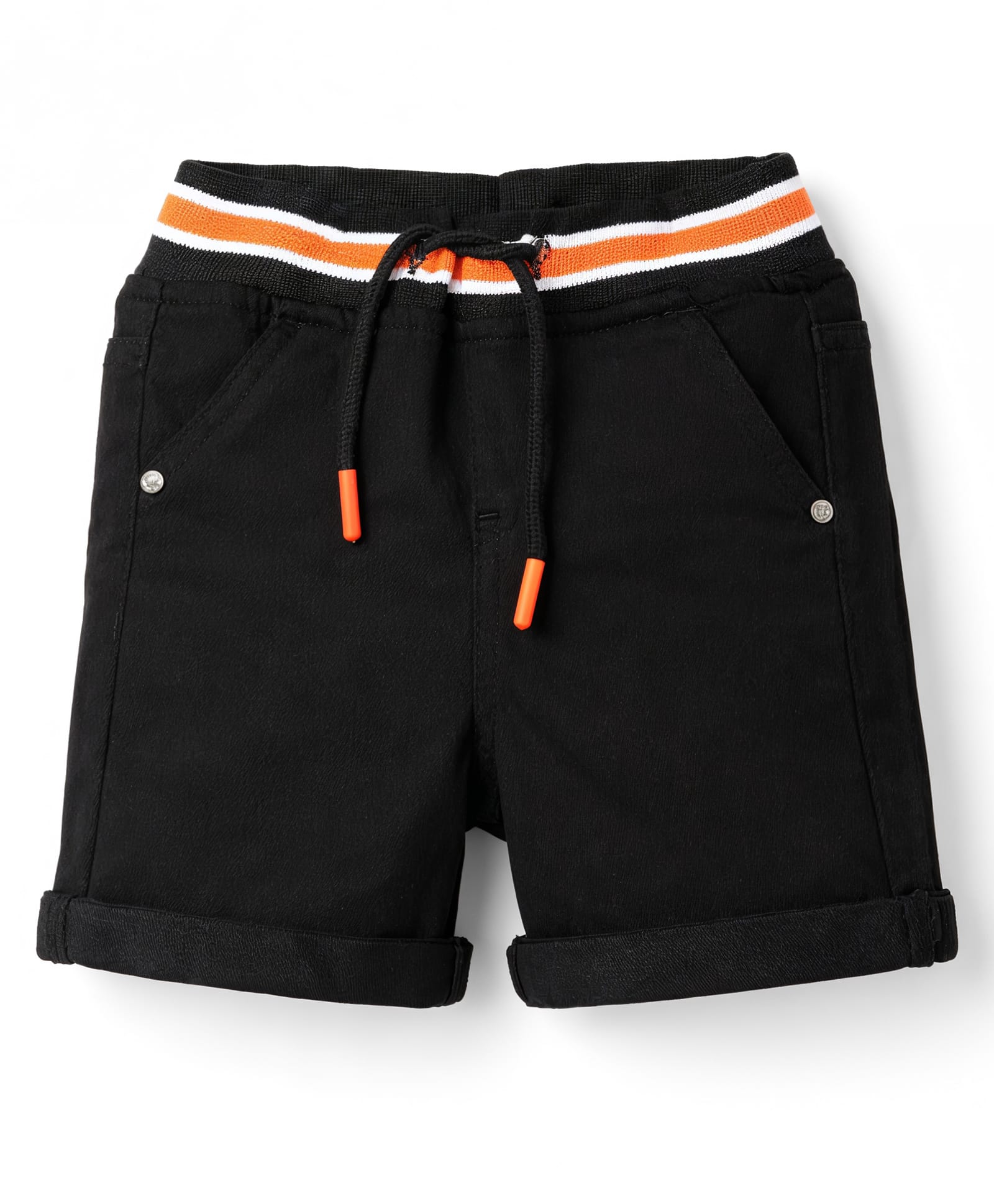 Babyhug Denim Washed Mid Thigh Length Solid Shorts With Stretch - Black-image-10