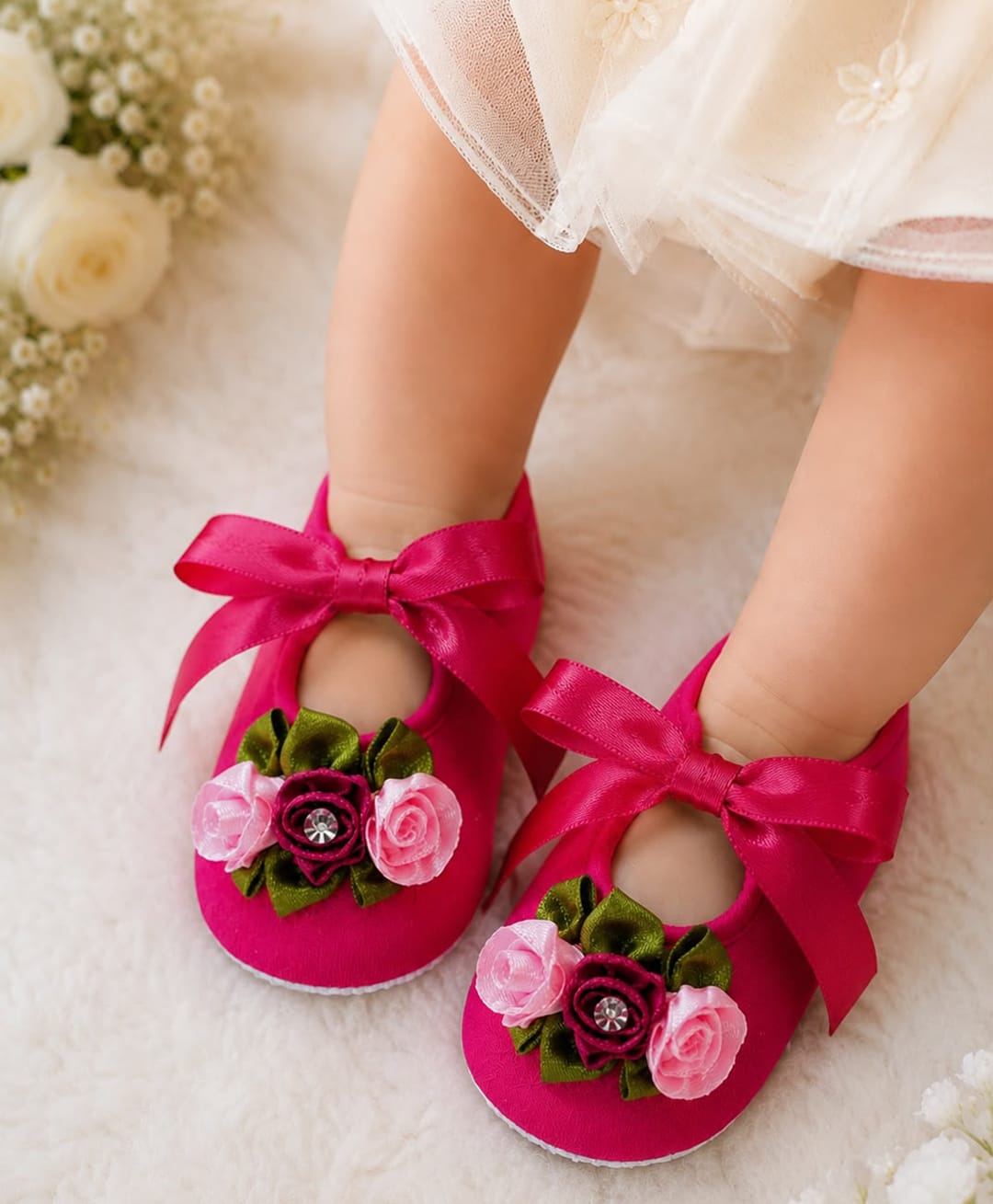 Daizy Floral Applique Detailed Lace Up Booties - Dark Pink-picture-22