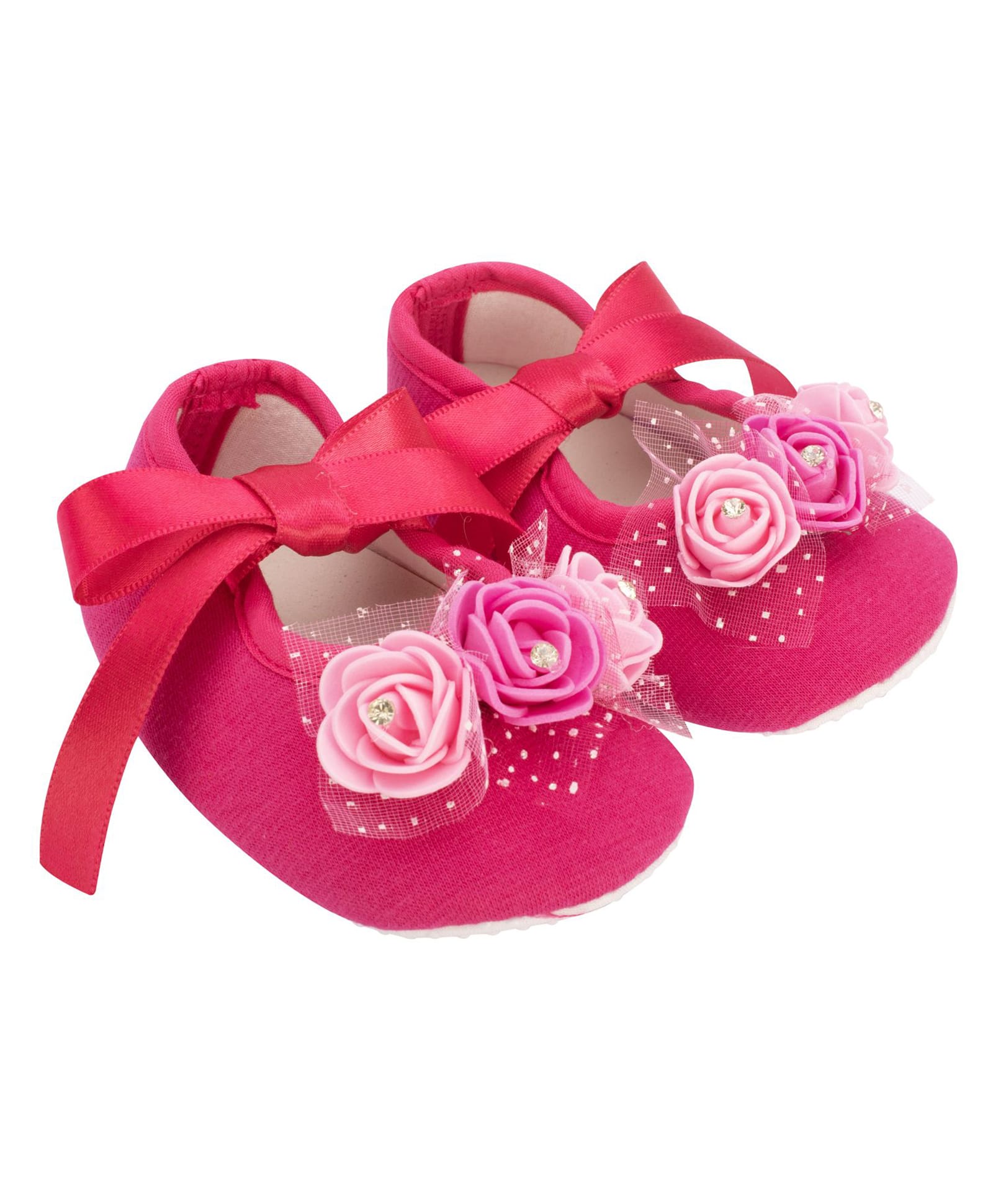 Daizy Stone Embellished Floral Applique Detailed Lace Up Booties - Dark Pink-picture-13