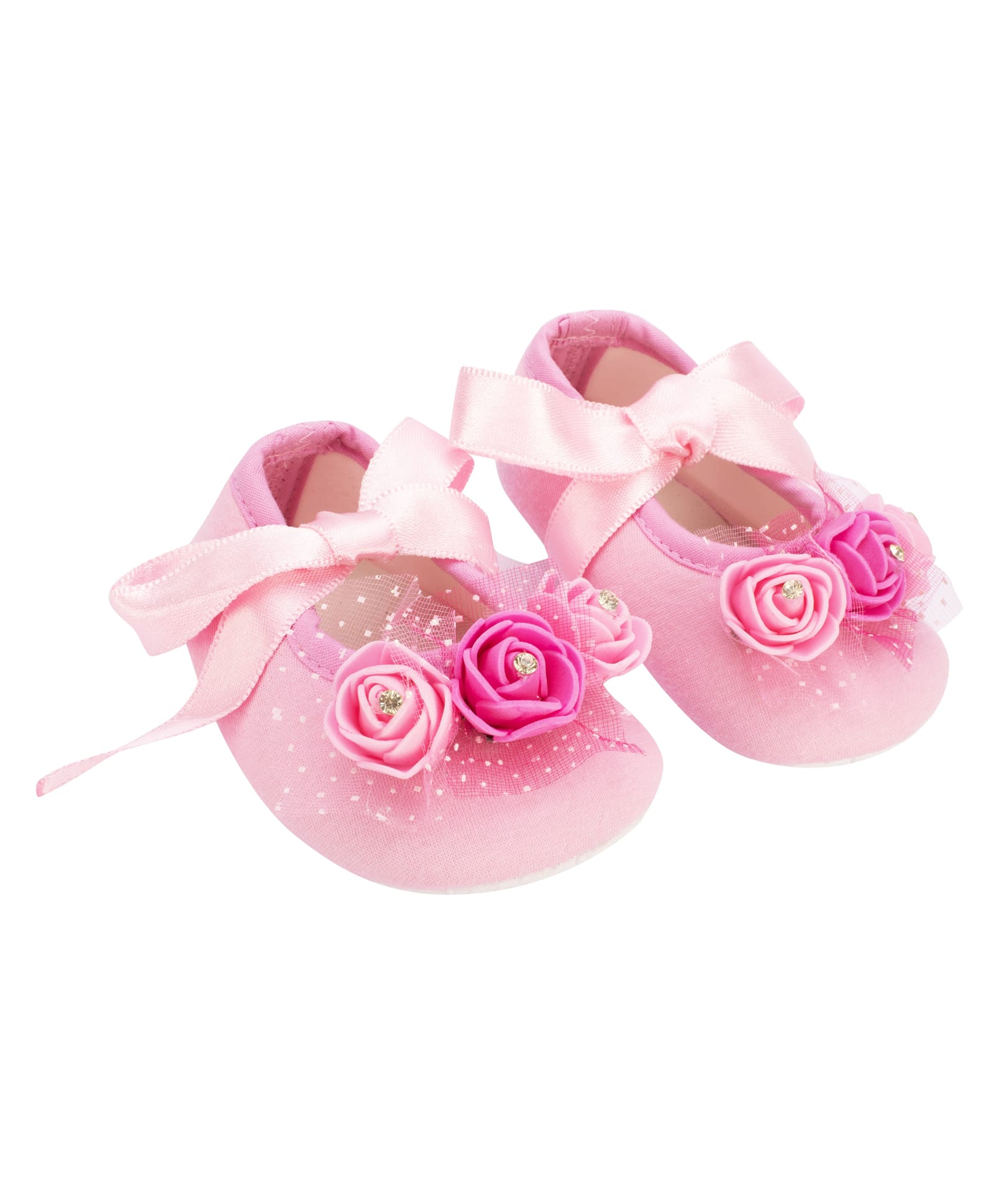 Daizy Stone Embellished Floral Applique Detailed Lace Up Booties - Baby Pink-image-23