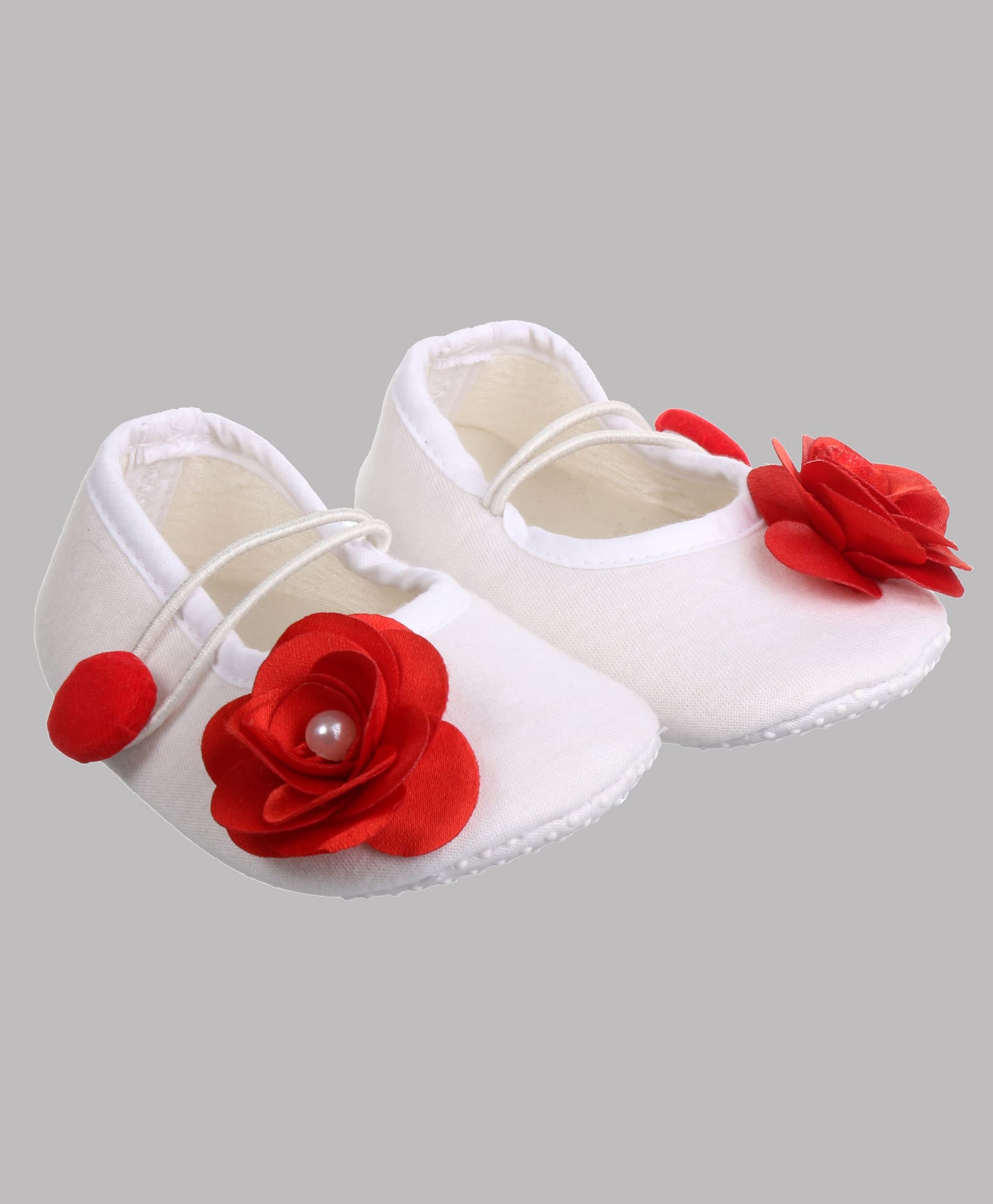 Daizy Pearl Embellished Floral Applique Detailed Buckle Closure Booties - White-image-23