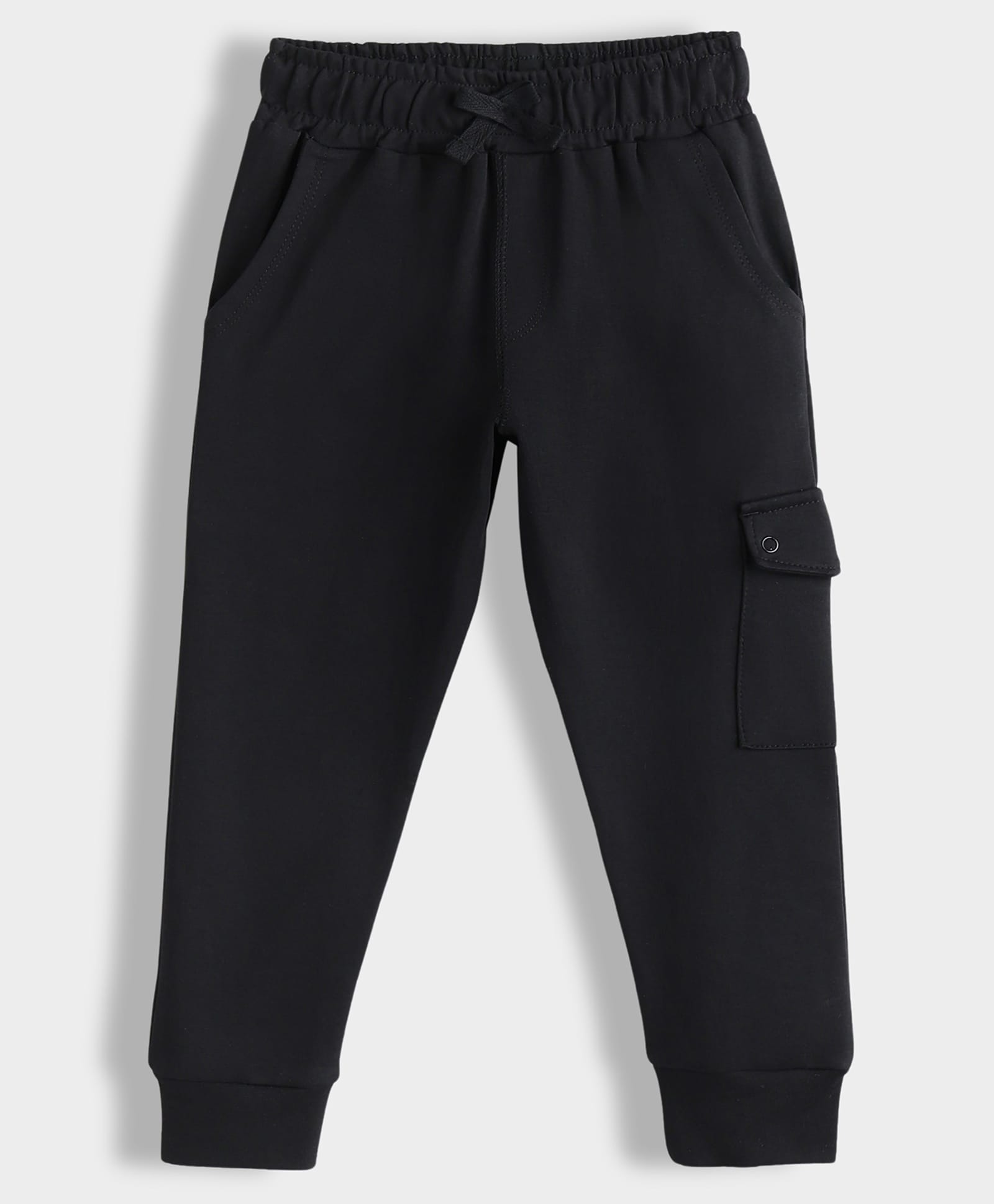 Orange Sugar 100% Cotton Knit Solid Cargo Joggers - Black-picture-27