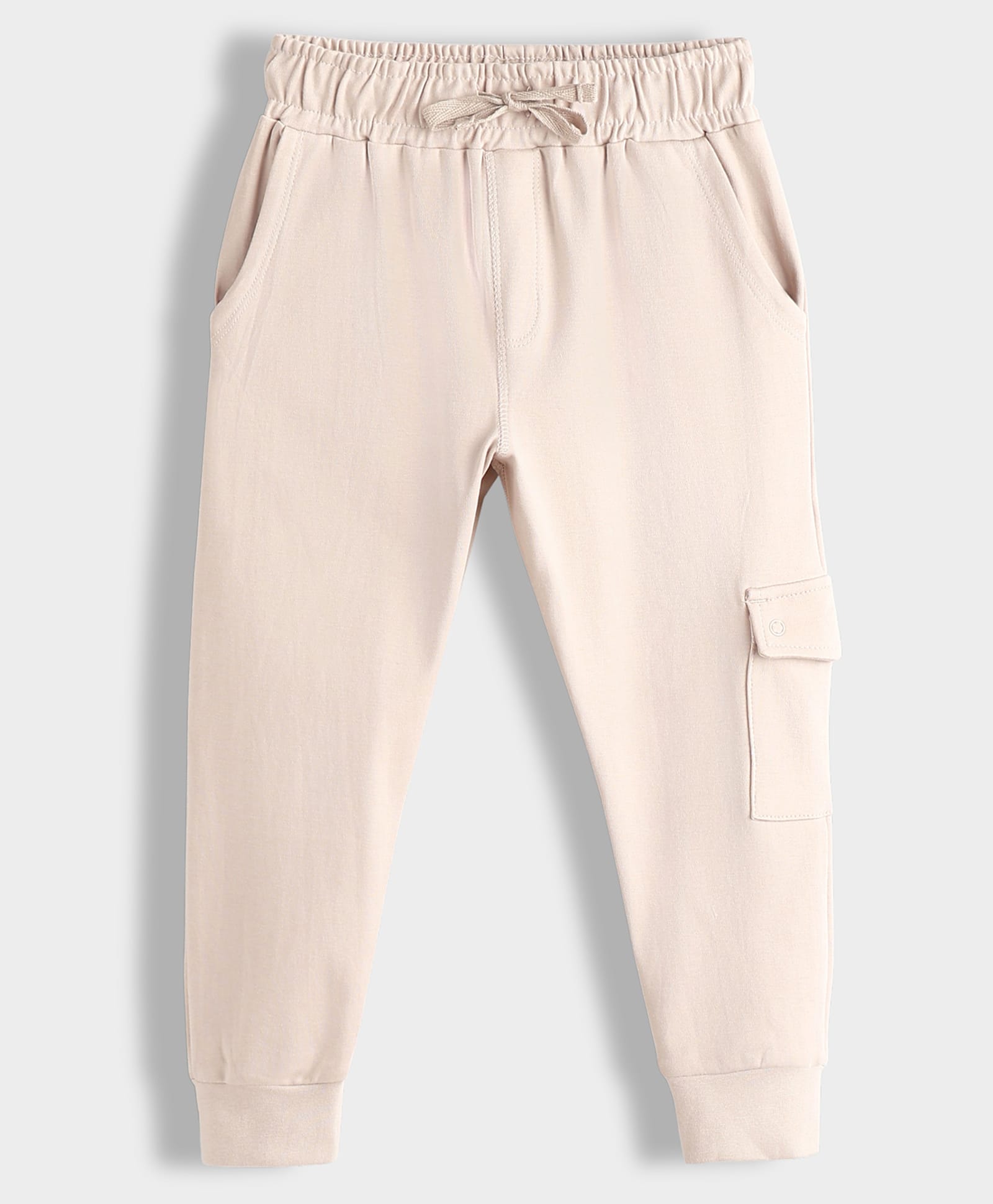 Orange Sugar 100% Cotton Knit Solid Cargo Joggers - Beige-picture-38