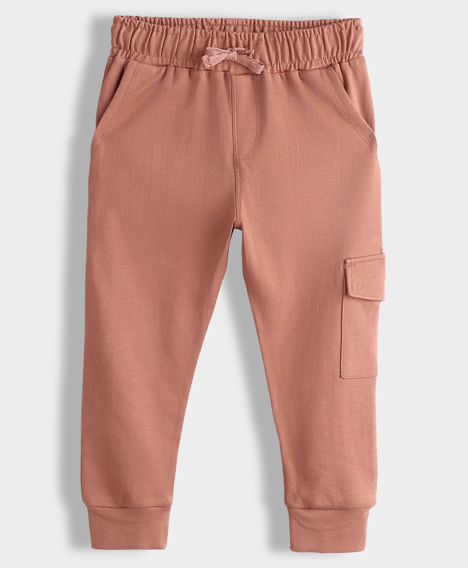 Orange Sugar 100% Cotton Knit Solid Cargo Joggers - Brown-picture-34