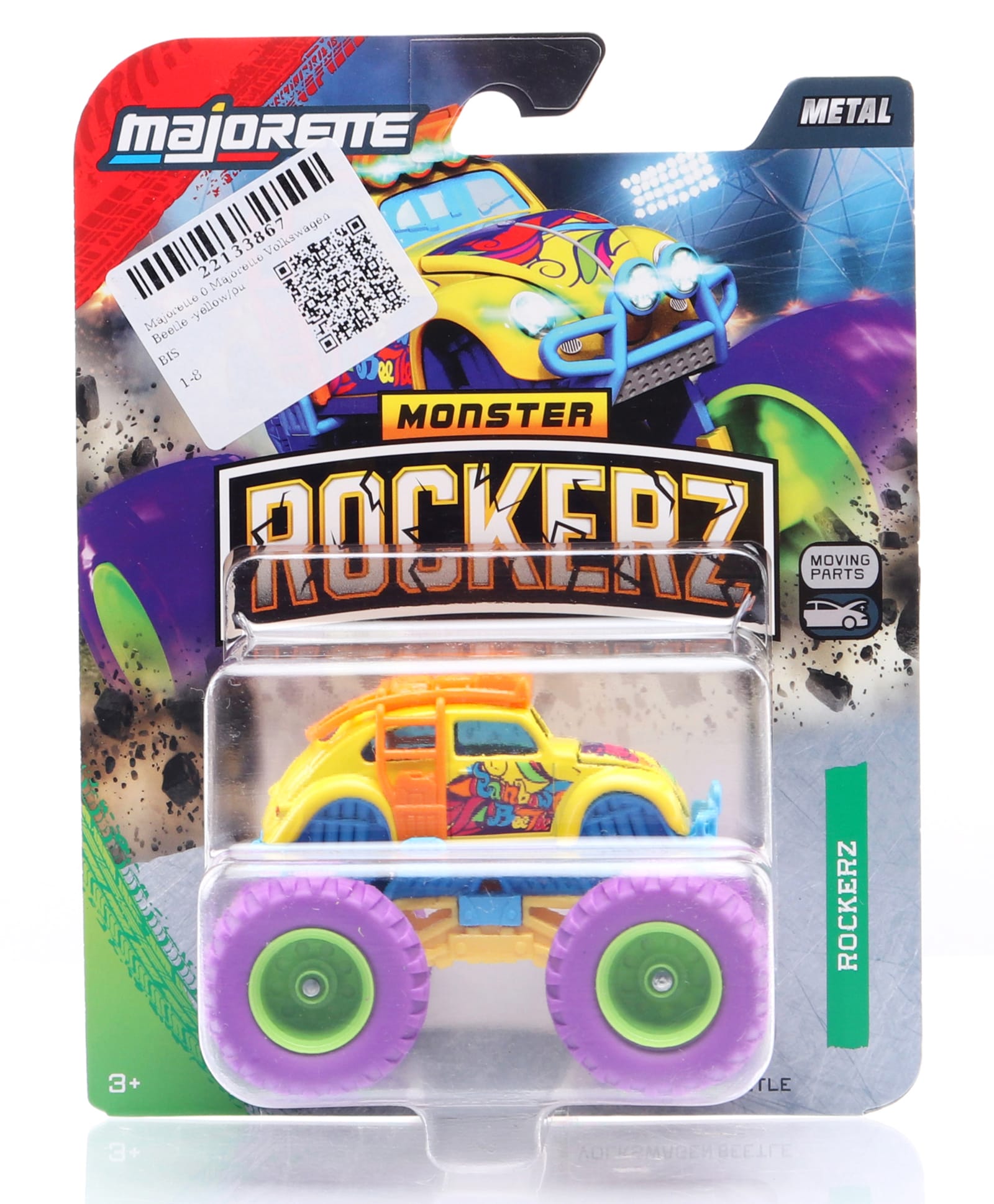 Majorette Volkswagen Beetle Die Cast Free Wheel Monster Truck -Yellow & Purple-image-36