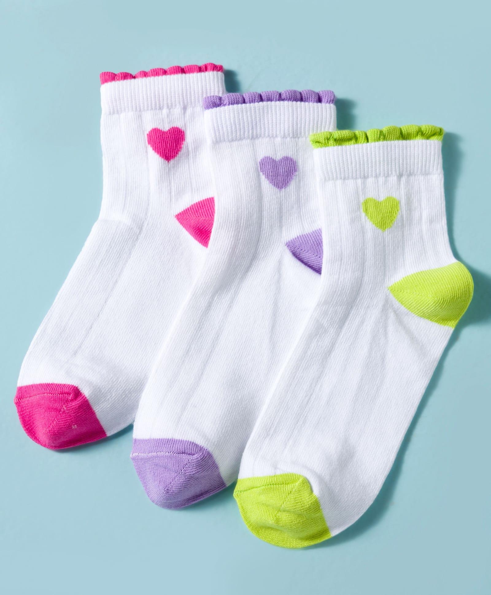 Pine Kids Cotton Knit Ankle Length Socks With Hearts Design Pack Of 3 ( Colour May Vary )-picture-34