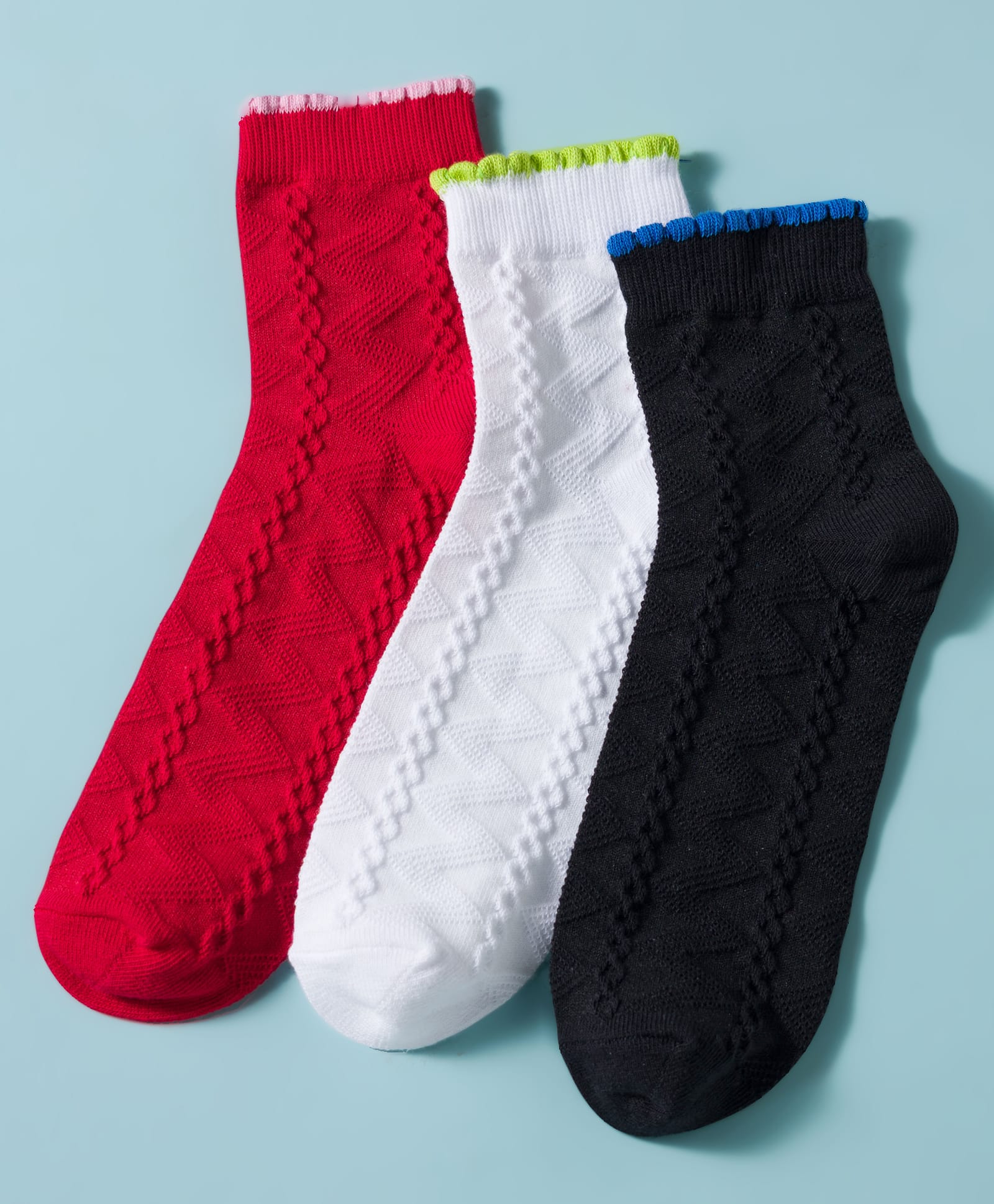 Pine Kids Cotton Knit Ankle Length Socks Embroidery Design Pack Of 3 ( Colour May Vary )-picture-16