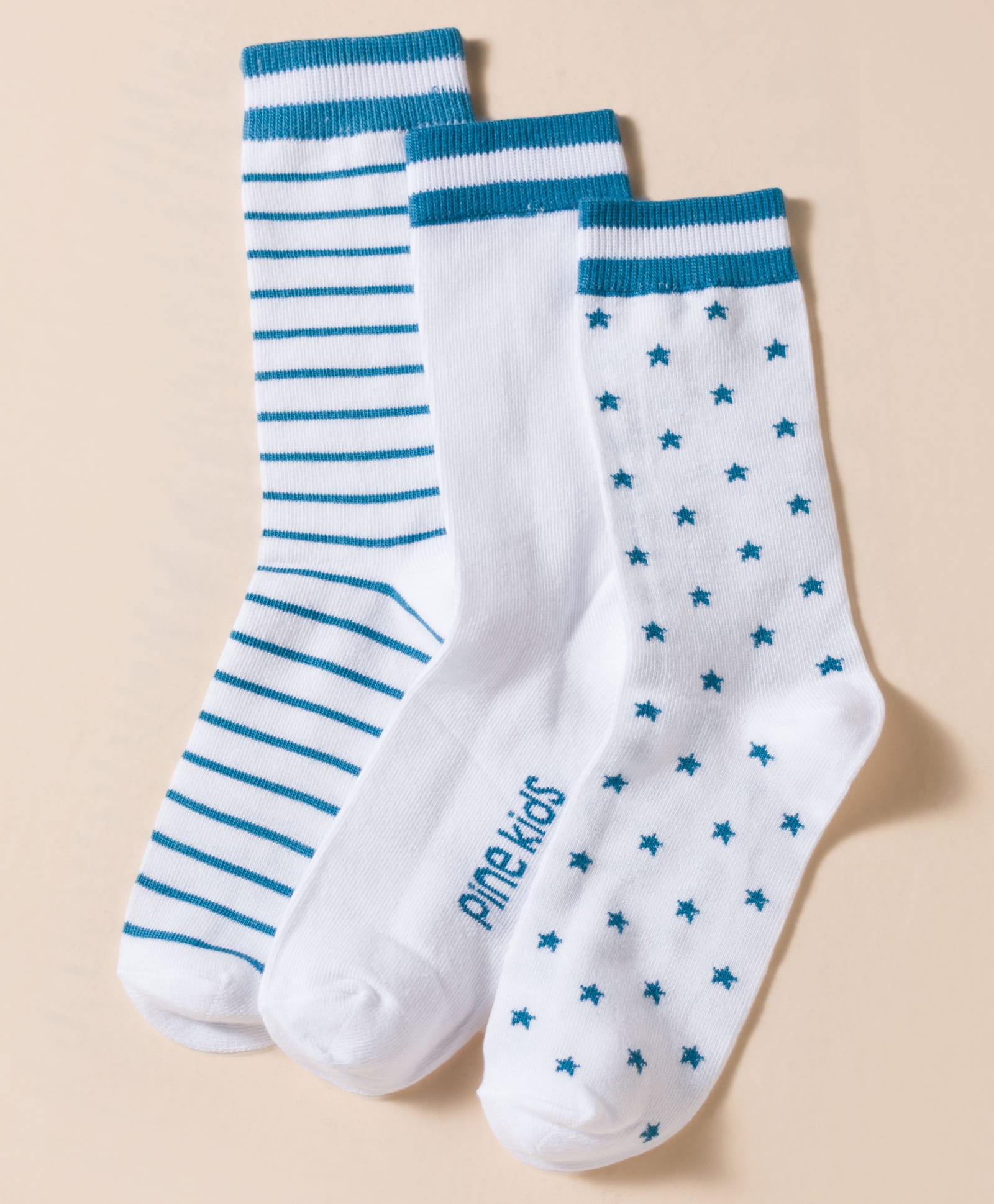 Pine Kids Cotton Knit Ankle Length Striped Socks With Star Design Pack Of 3 ( Colour May Vary )-image-24