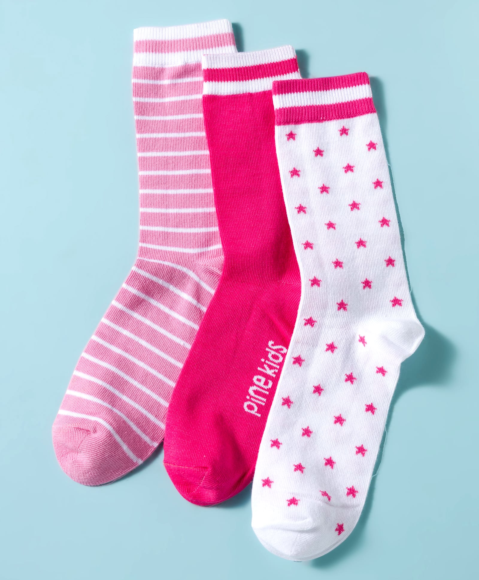 Pine Kids Cotton Knit Ankle Length Striped Socks With Star Design Pack Of 3 ( Colour May Vary )-image-25