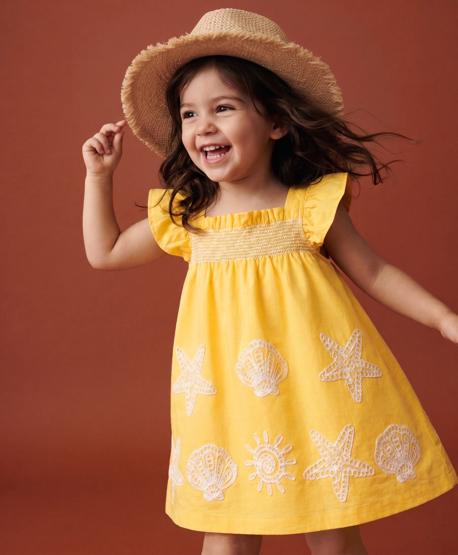 Little Kangaroos Cotton Woven One Piece Dresses/Frocks Half Sleeves Mustard 1-2 Years-image-21