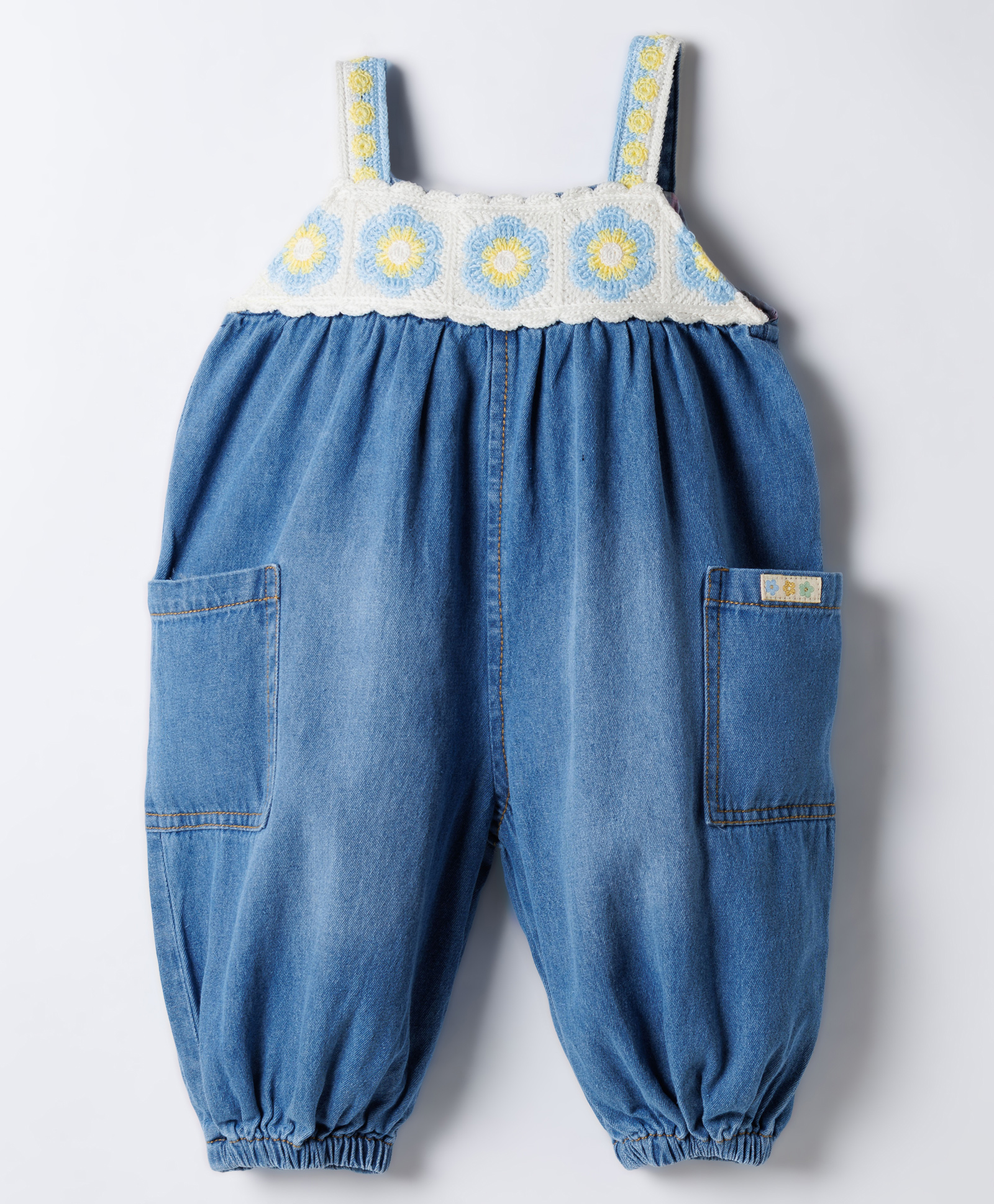 Little Kangaroos Cotton Woven Sleeveless Jumpsuit with Crochet Design- Navy Blue-picture-17