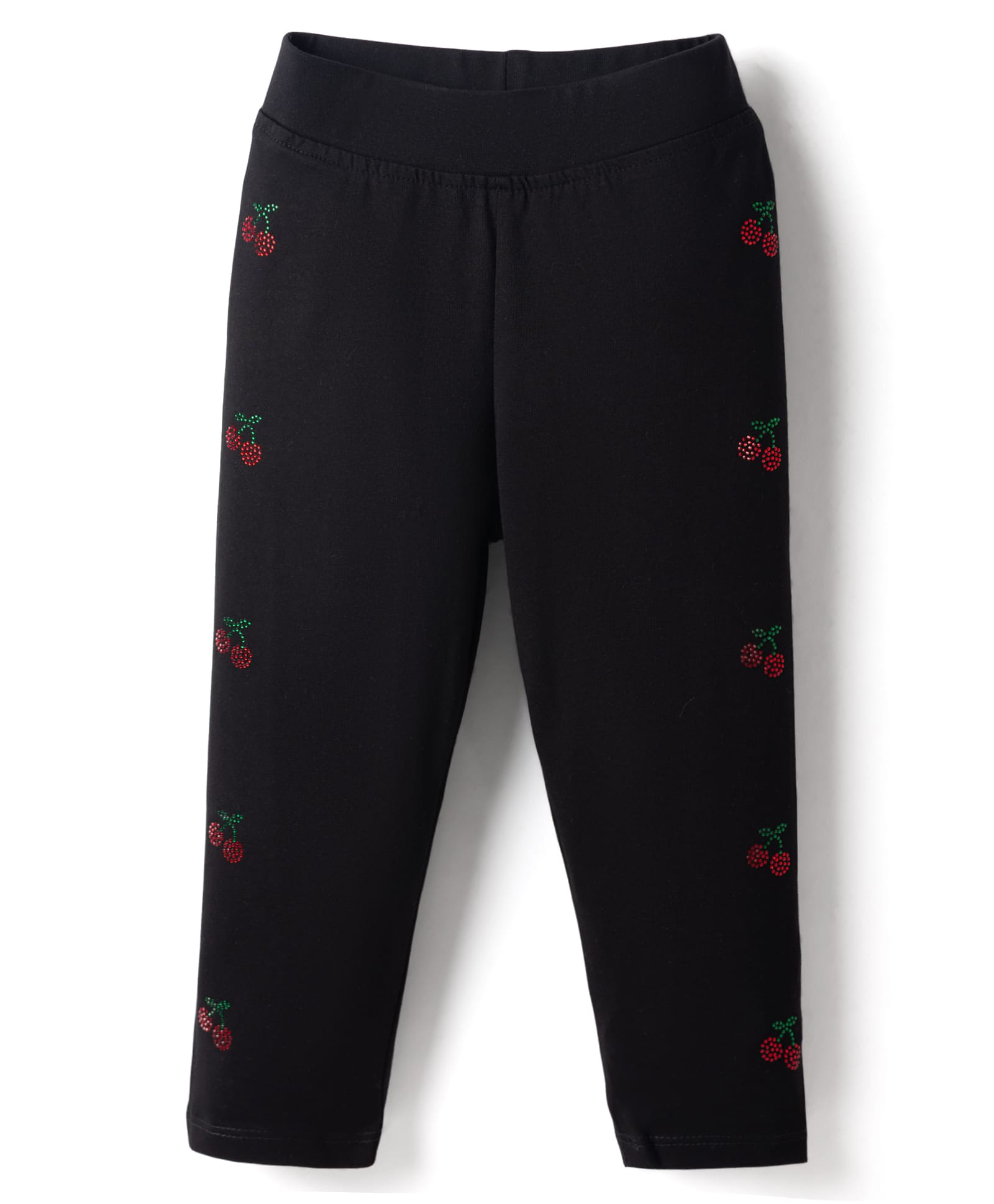 Little Kangaroos Knitted Full Length Leggings With Cherry Detailing - Black-picture-24