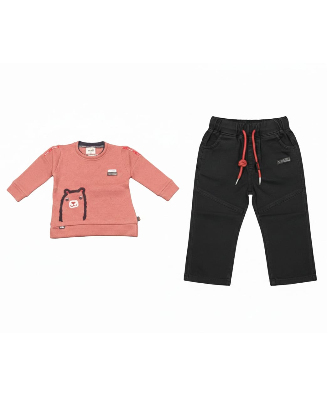 CRUNCHY NACHOS Knitted Full Sleeves Animal Embroidered Tee & Pant Set - Burnt Orange-picture-14