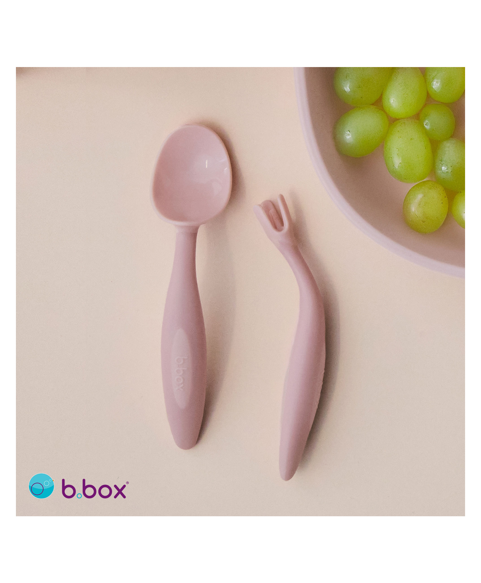 b.box Toddler Fork & Spoon Cutlery Set - Blush Pink-picture-5