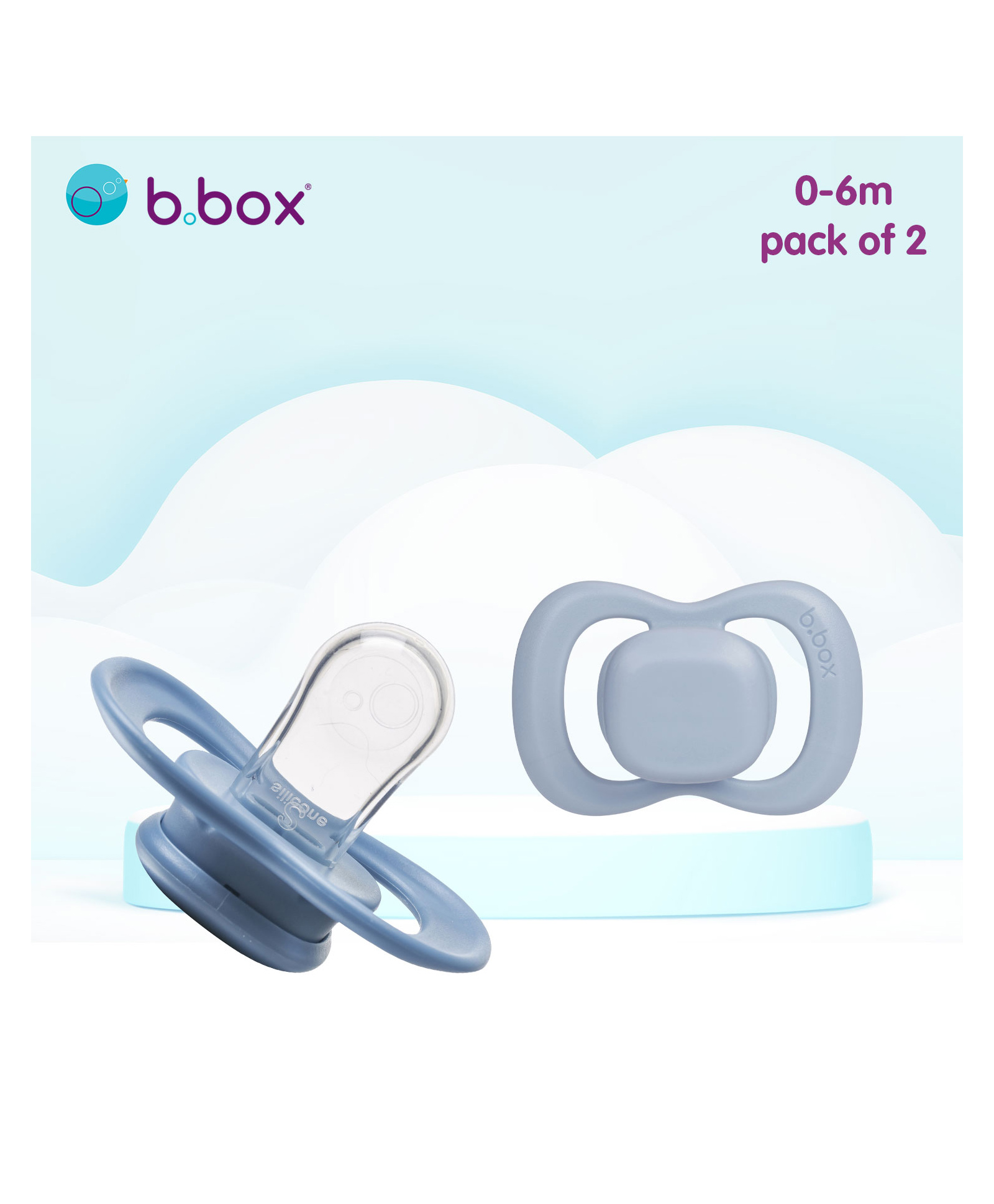 b.box Silicone Pacifier Size 1 Twin Pack - Ocean Sky-picture-46