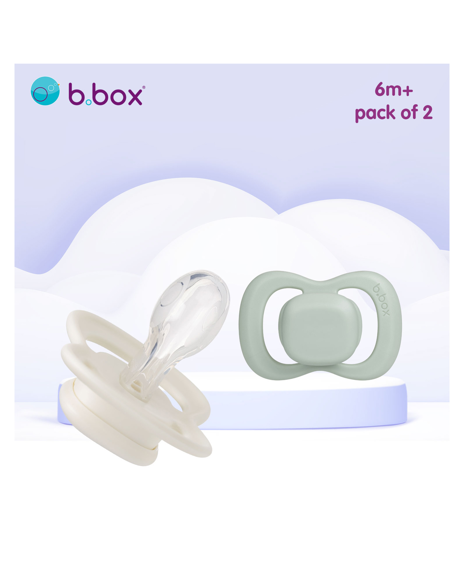 b.box Silicone Pacifier Size 1 Twin Pack - Sage Vanilla-picture-23