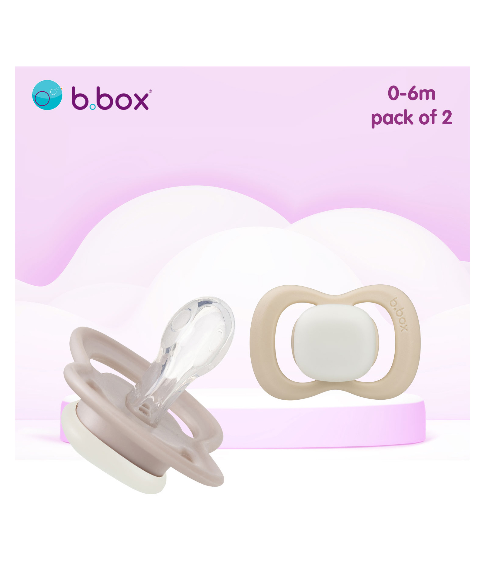 b.box Silicone Glow Pacifier Size 1 Twin Pack - Blush Latte-image-40
