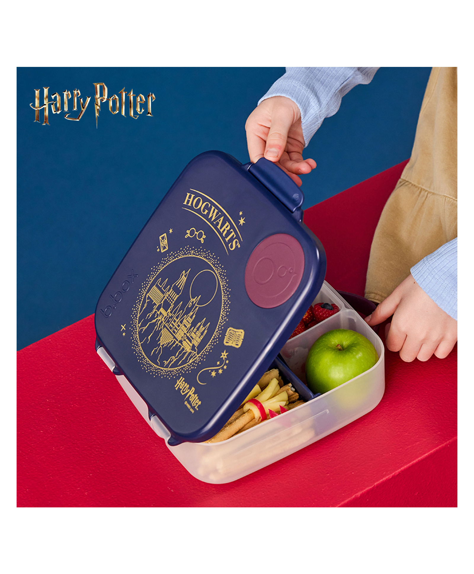 b.box Warner Bros Harry Potter Kids Lunchbox 2 Litre, Leak-Proof Bento Style with Gel Cooler Pack, Adjustable Divider & Whole Fruit Compartment Multicolor-picture-14