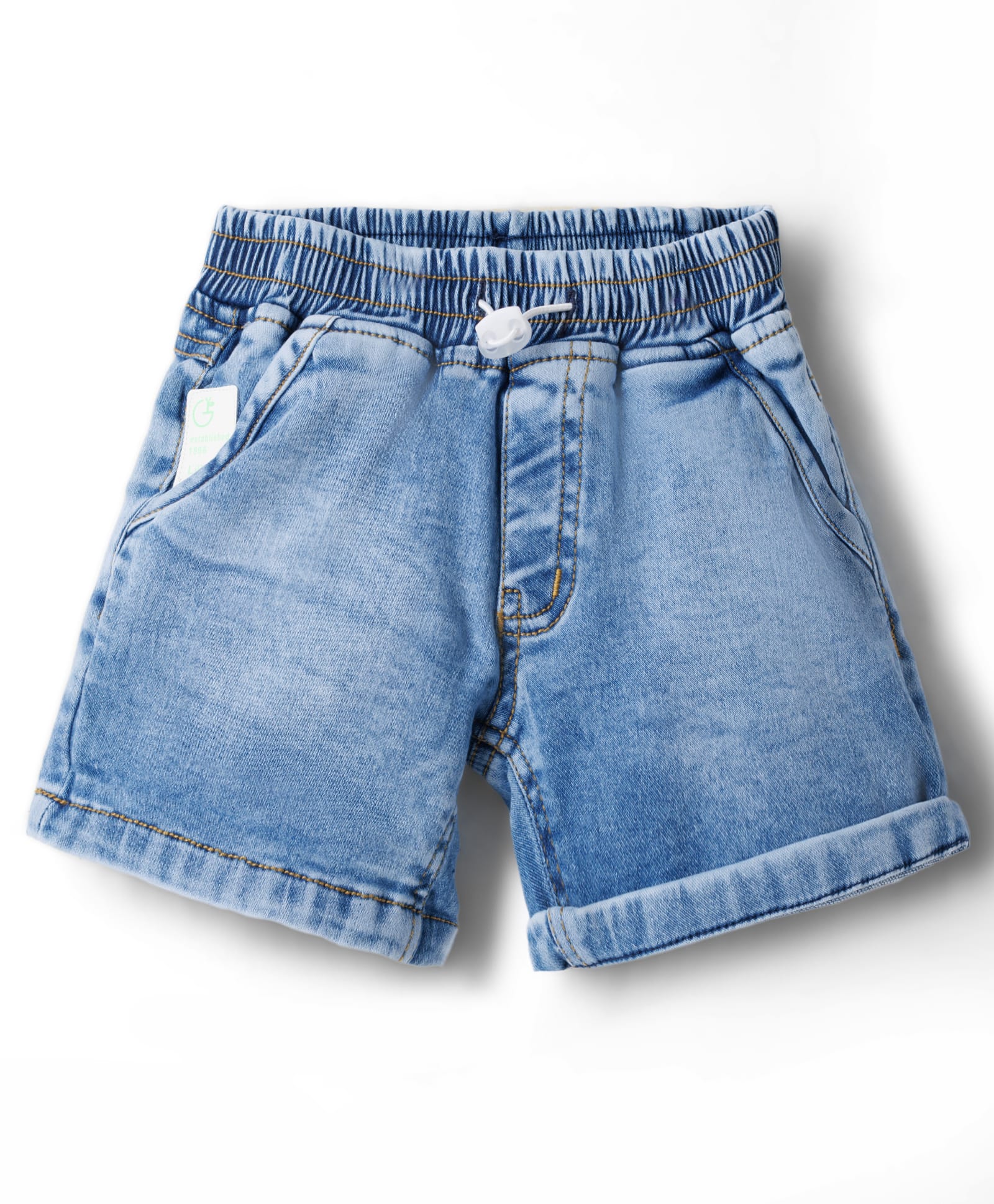 Little Kangaroos 100% Cotton Knee Length Denim Short With Patch - Blue-picture-34