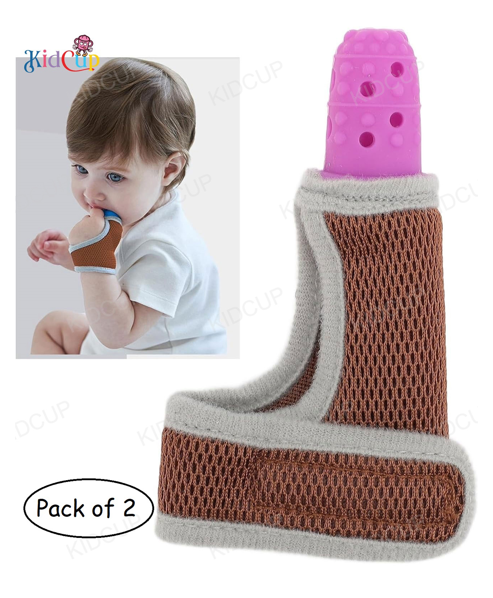 Kidcup Baby Thumb teether - Pink (pack of 2)-image-32