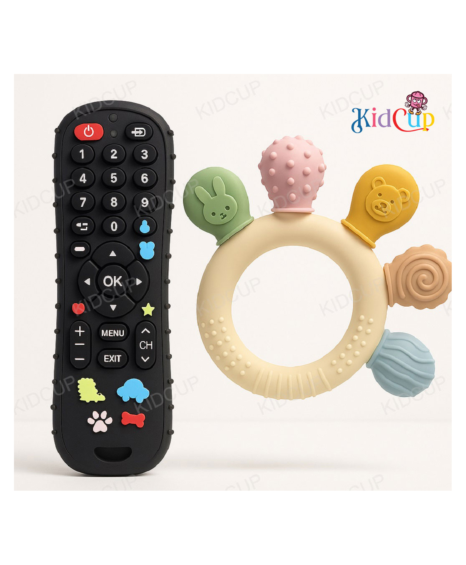 Kidcup Multi Texture Silicone Teether and Remote Control Teether (Combo)-picture-11