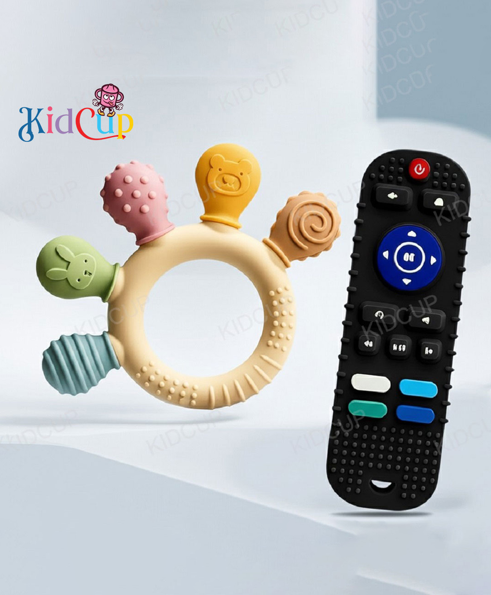 Kidcup Multi Texture Silicone Teether and Remote Control Teether (Combo)-image-43