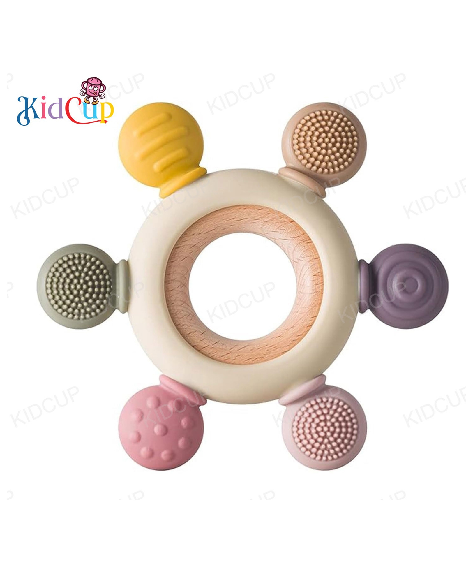 Kidcup Baby Teether with Wooden Ring & Silicone Teething Toys Pack of 1-picture-12